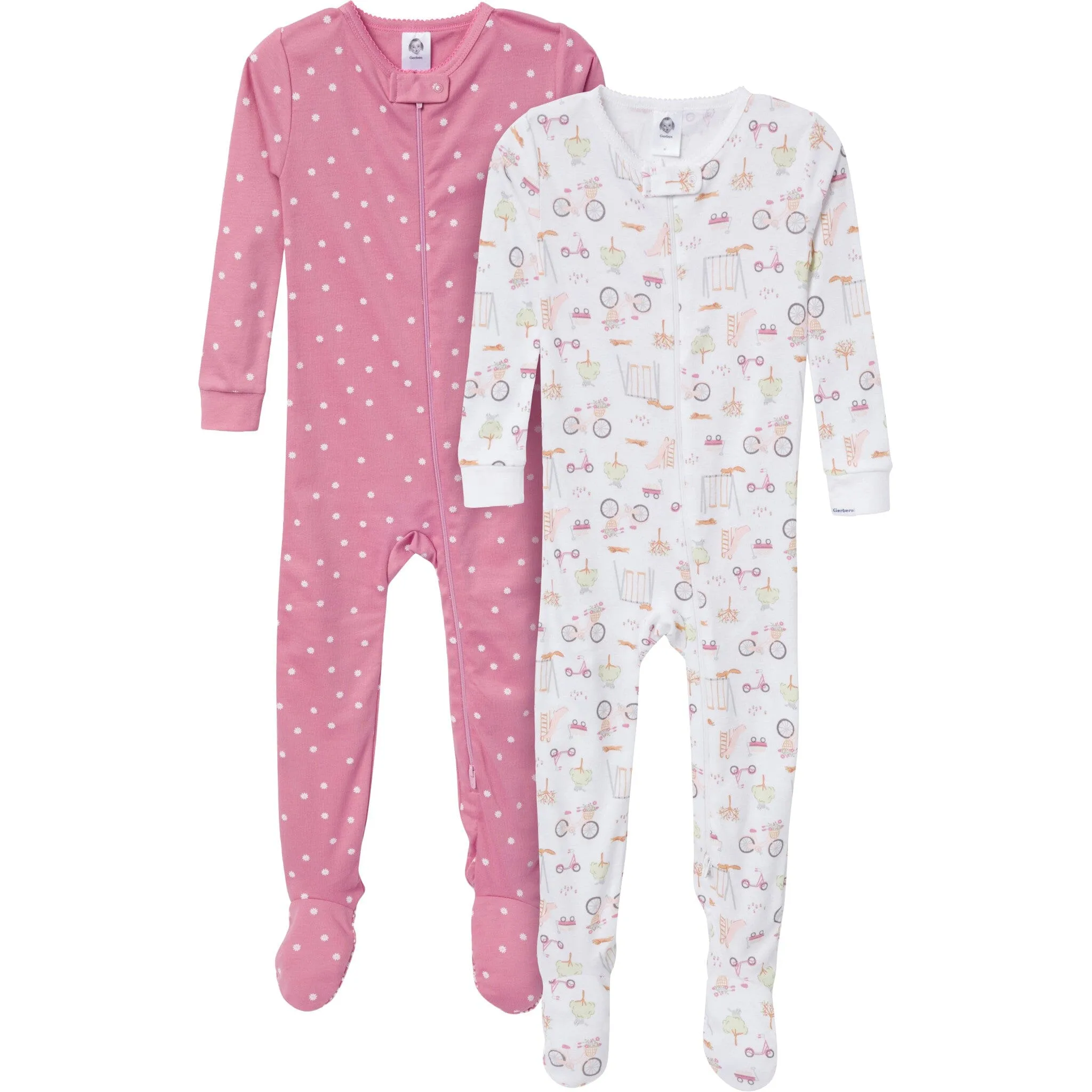 2-Pack Baby & Toddler Girls Dogs Snug Fit Footed Pajamas Gerber Childrenswea