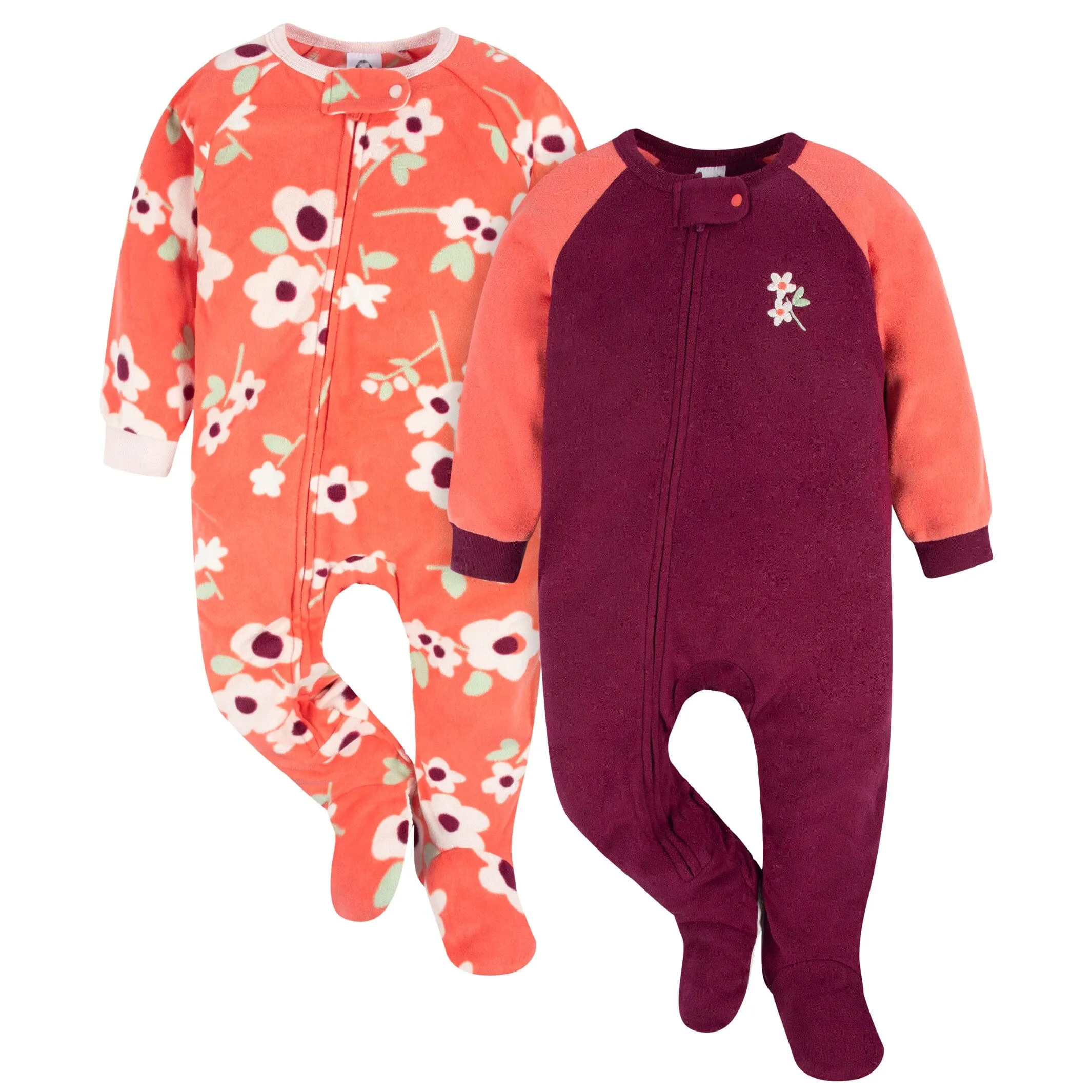 2-Pack Baby & Toddler Girls Flower Toss Fleece Pajamas Gerber Childrenswea