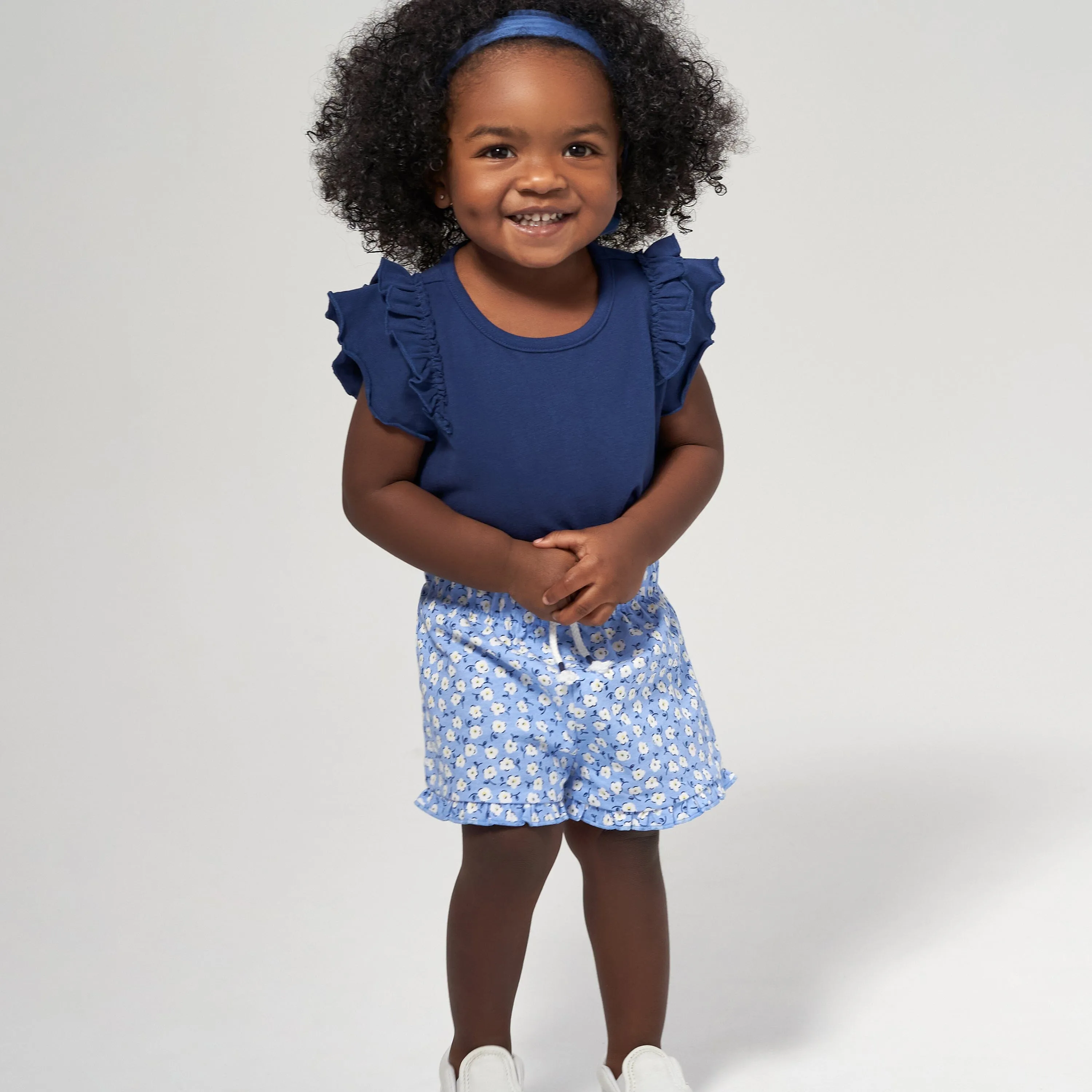 2-Pack Infant Girls Blue Floral Pull-On Shorts Gerber Childrenswea
