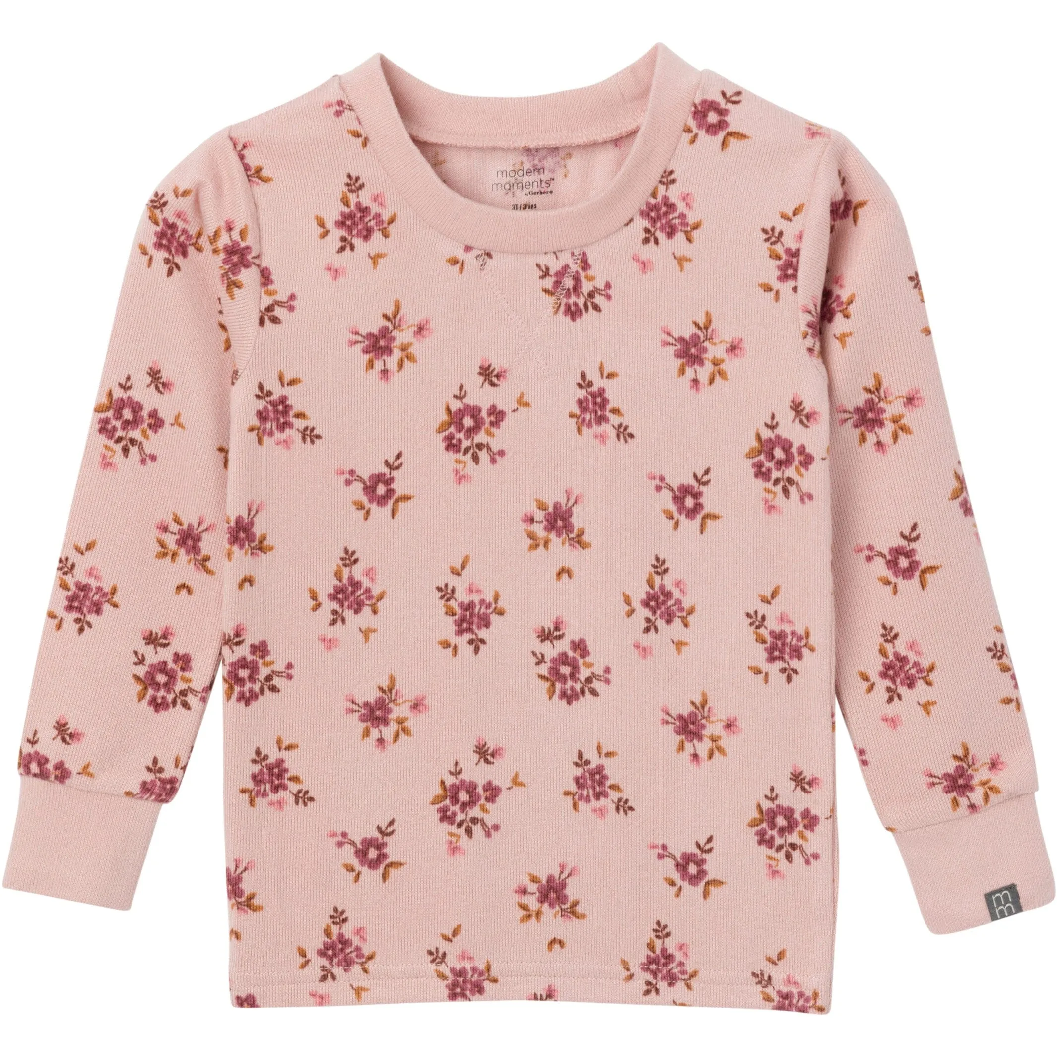 2-Piece Infant & Toddler Girls Light Rose Dahlia Toss Hacci Pajama Set Gerber Childrenswea
