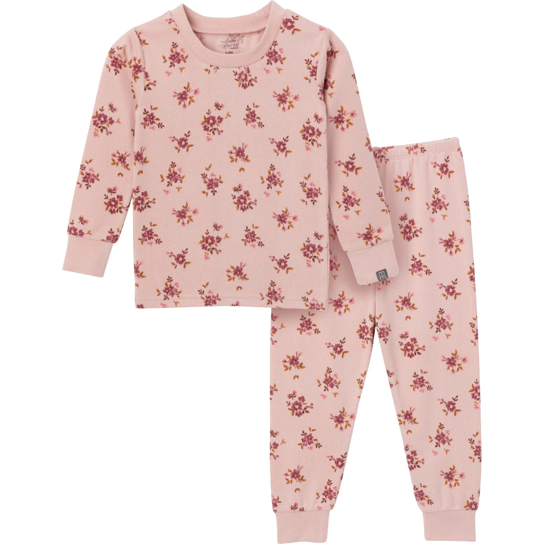 2-Piece Infant & Toddler Girls Light Rose Dahlia Toss Hacci Pajama Set Gerber Childrenswea