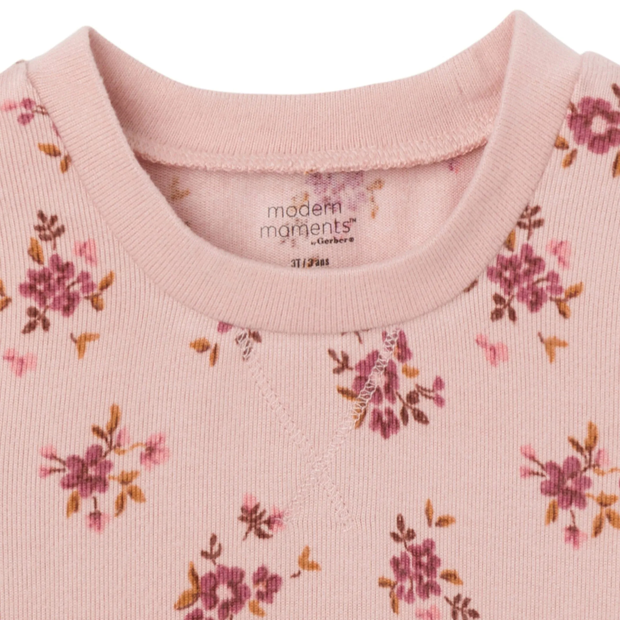 2-Piece Infant & Toddler Girls Light Rose Dahlia Toss Hacci Pajama Set Gerber Childrenswea