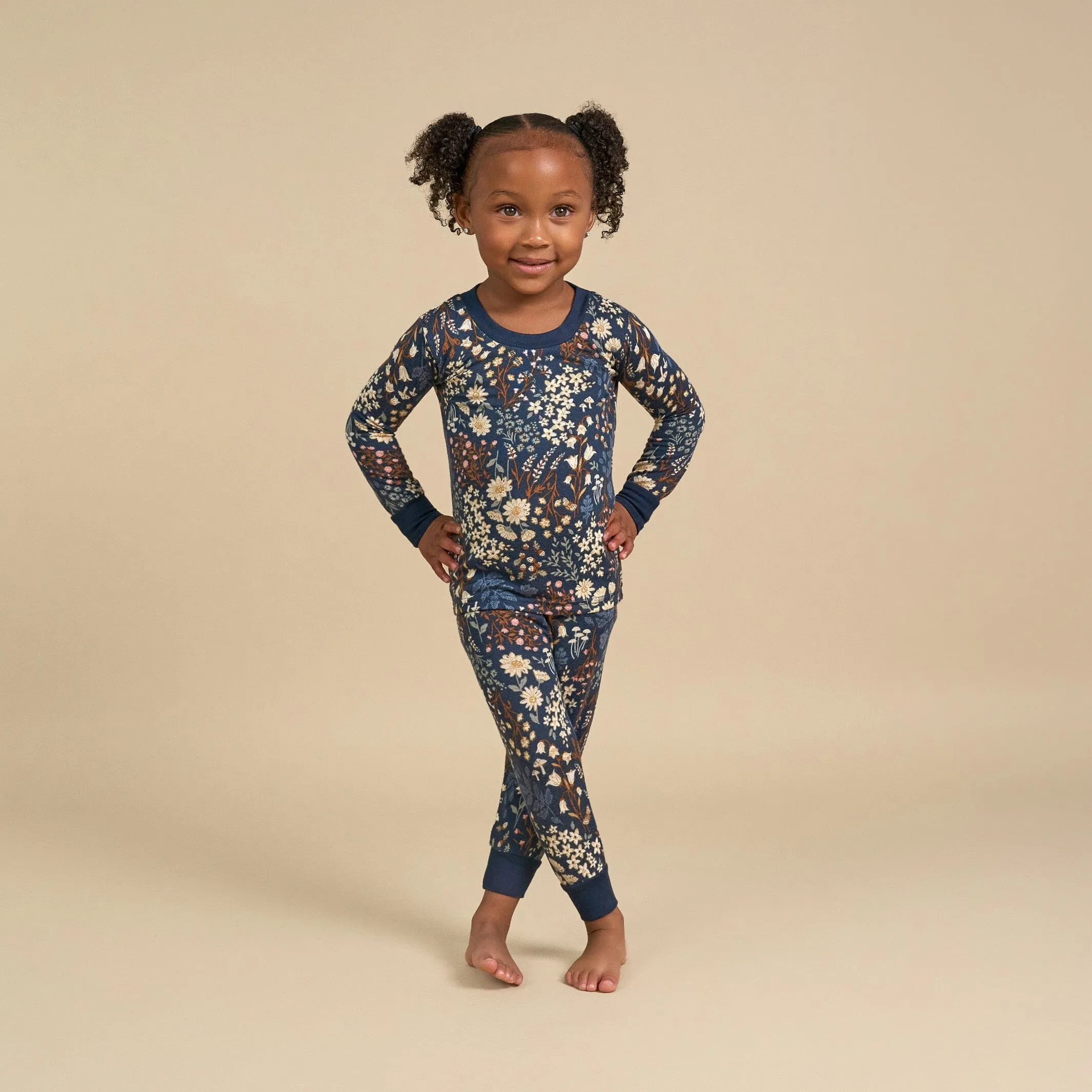 2-Piece Infant & Toddler Girls Navy Floral Hacci Pajama Set Gerber Childrenswea