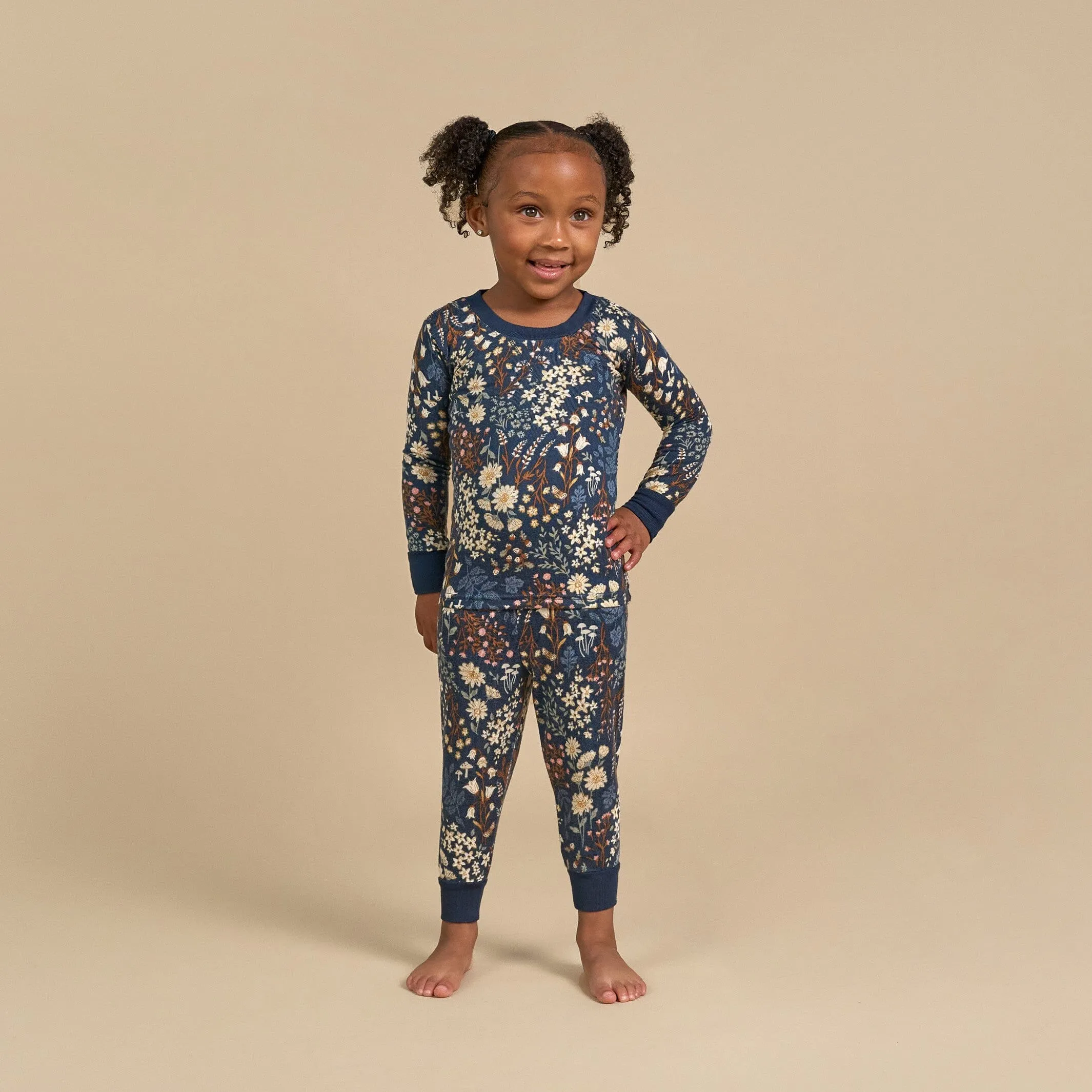 2-Piece Infant & Toddler Girls Navy Floral Hacci Pajama Set Gerber Childrenswea