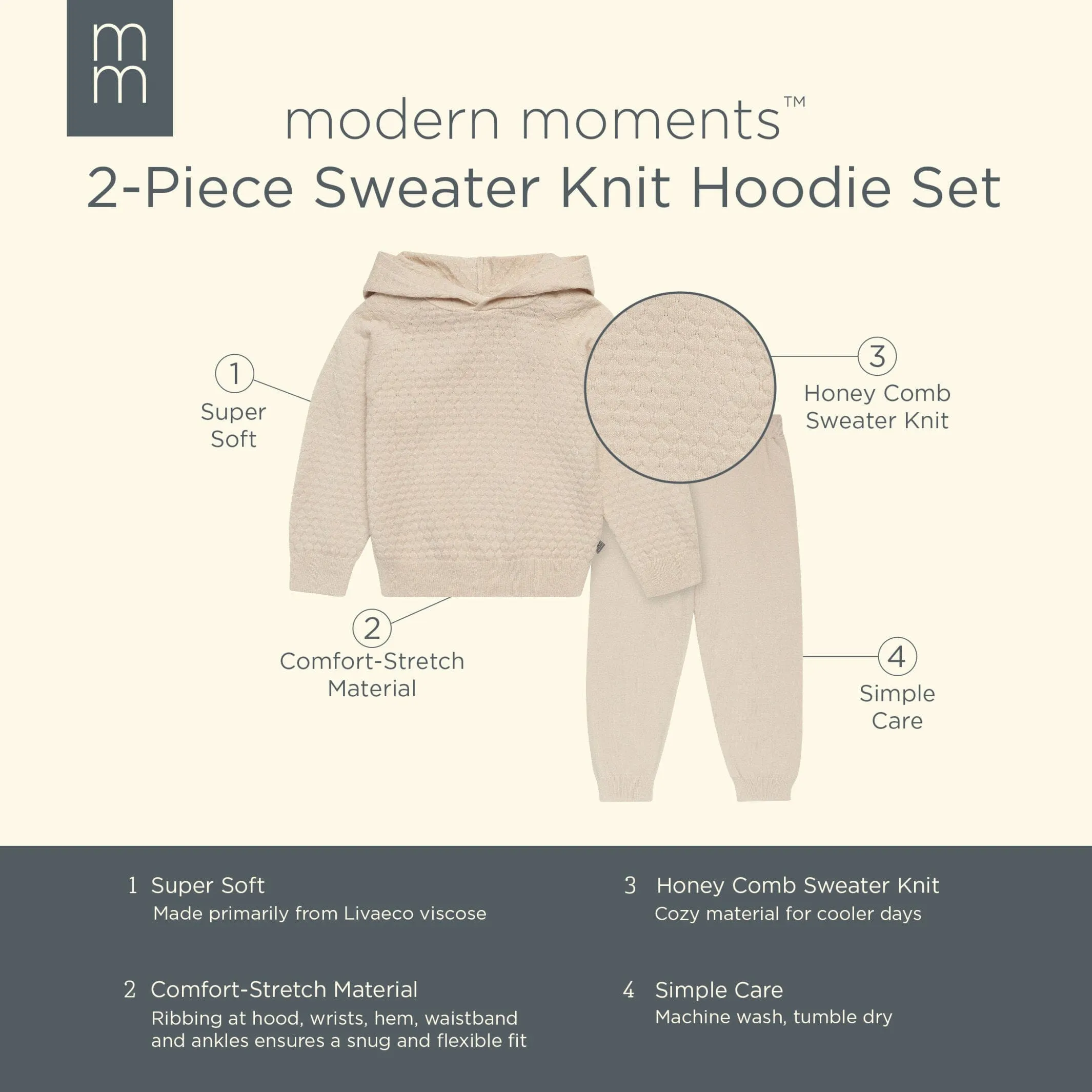 2-Piece Infant & Toddler Girls Oatmeal Heather Sweater Knit Hoodie Set Gerber Childrenswea