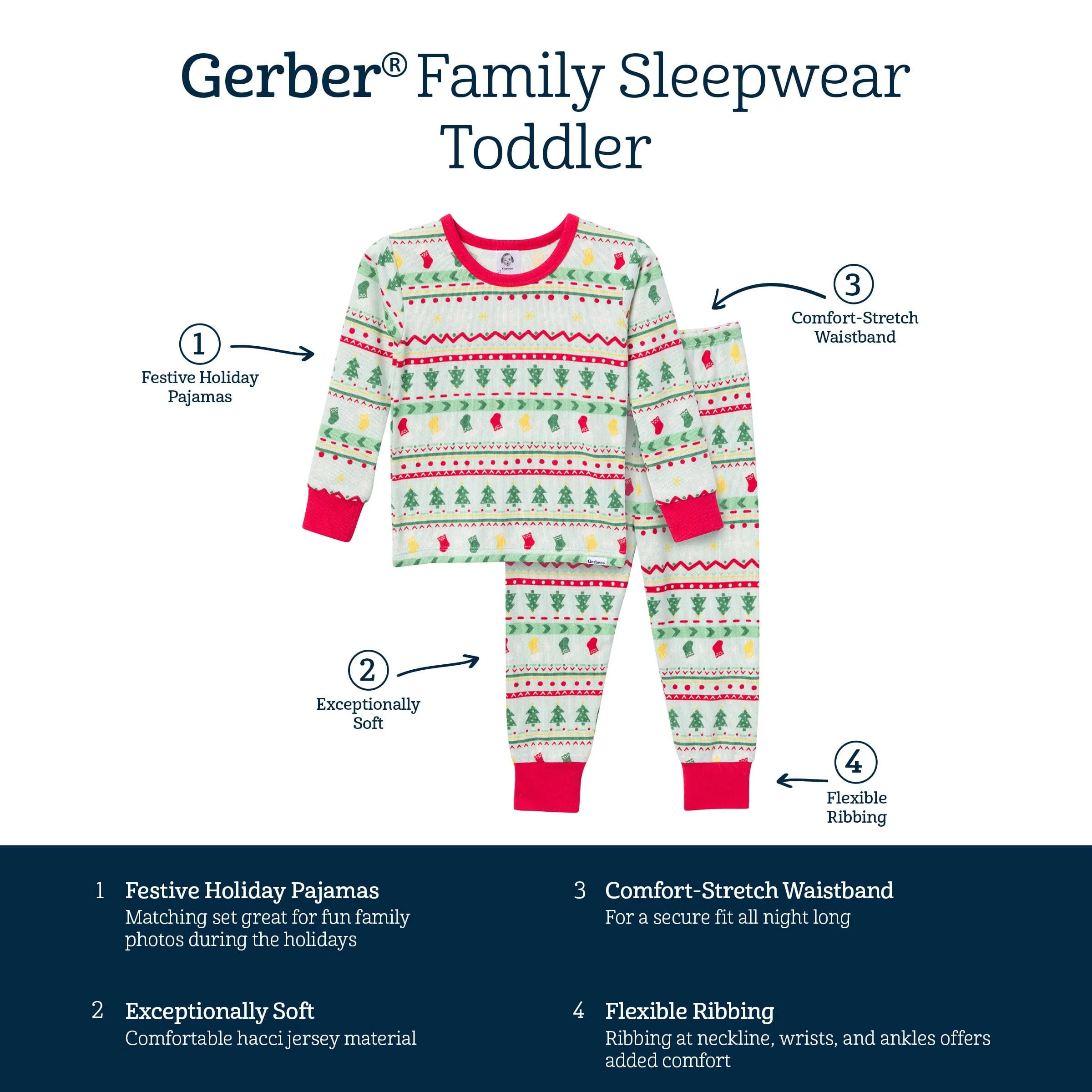 2-Piece Infant & Toddler Neutral Oh What Fun Fair Isle Hacci Snug Fit Pajama Set Gerber Childrenswea