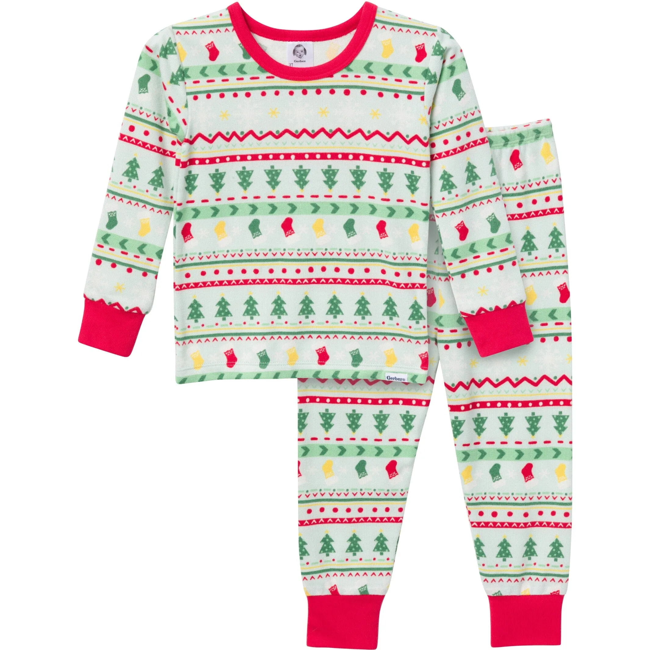 2-Piece Infant & Toddler Neutral Oh What Fun Fair Isle Hacci Snug Fit Pajama Set Gerber Childrenswea