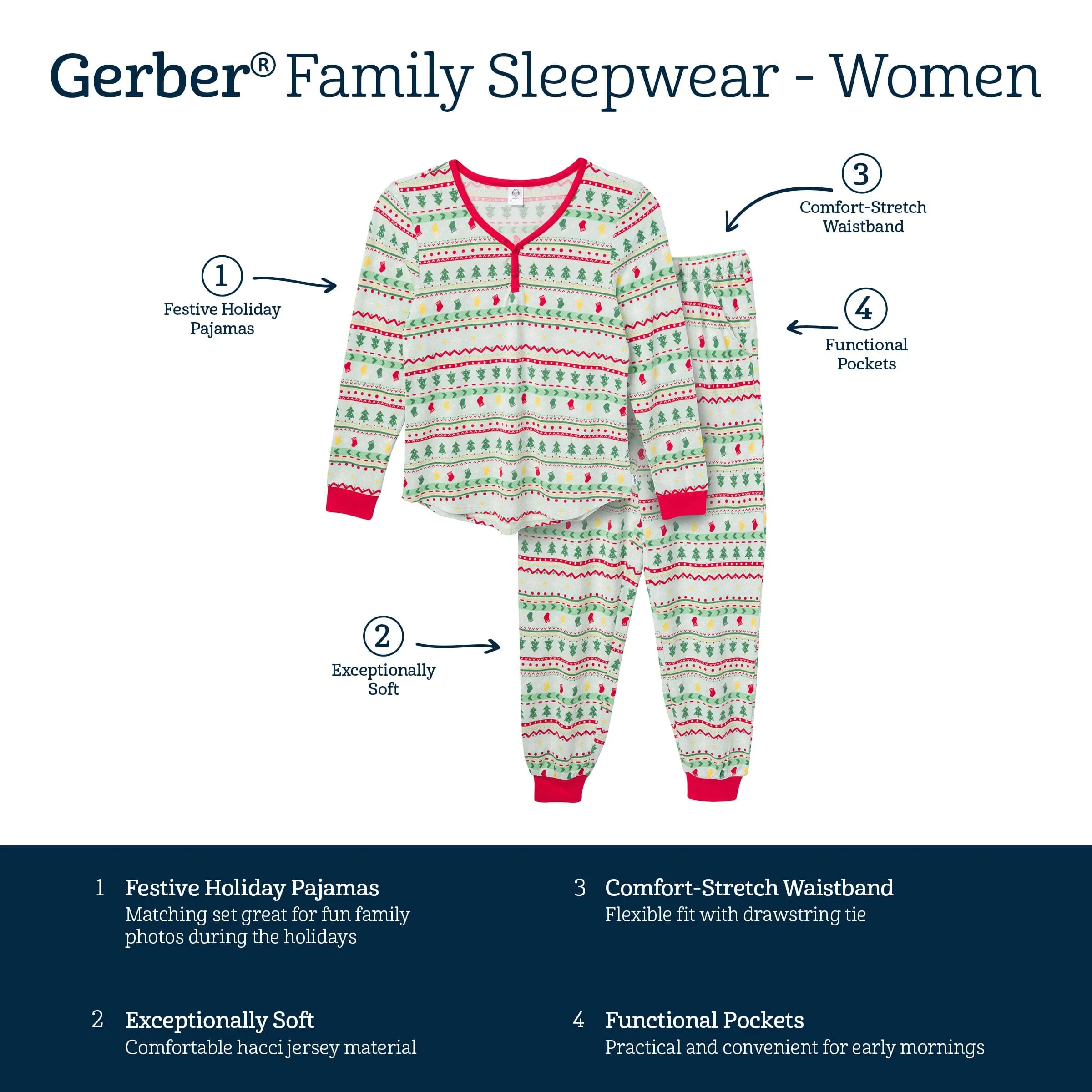 2-Piece Women's Oh What Fun Fair Isle Hacci Pajama Set Gerber Childrenswea