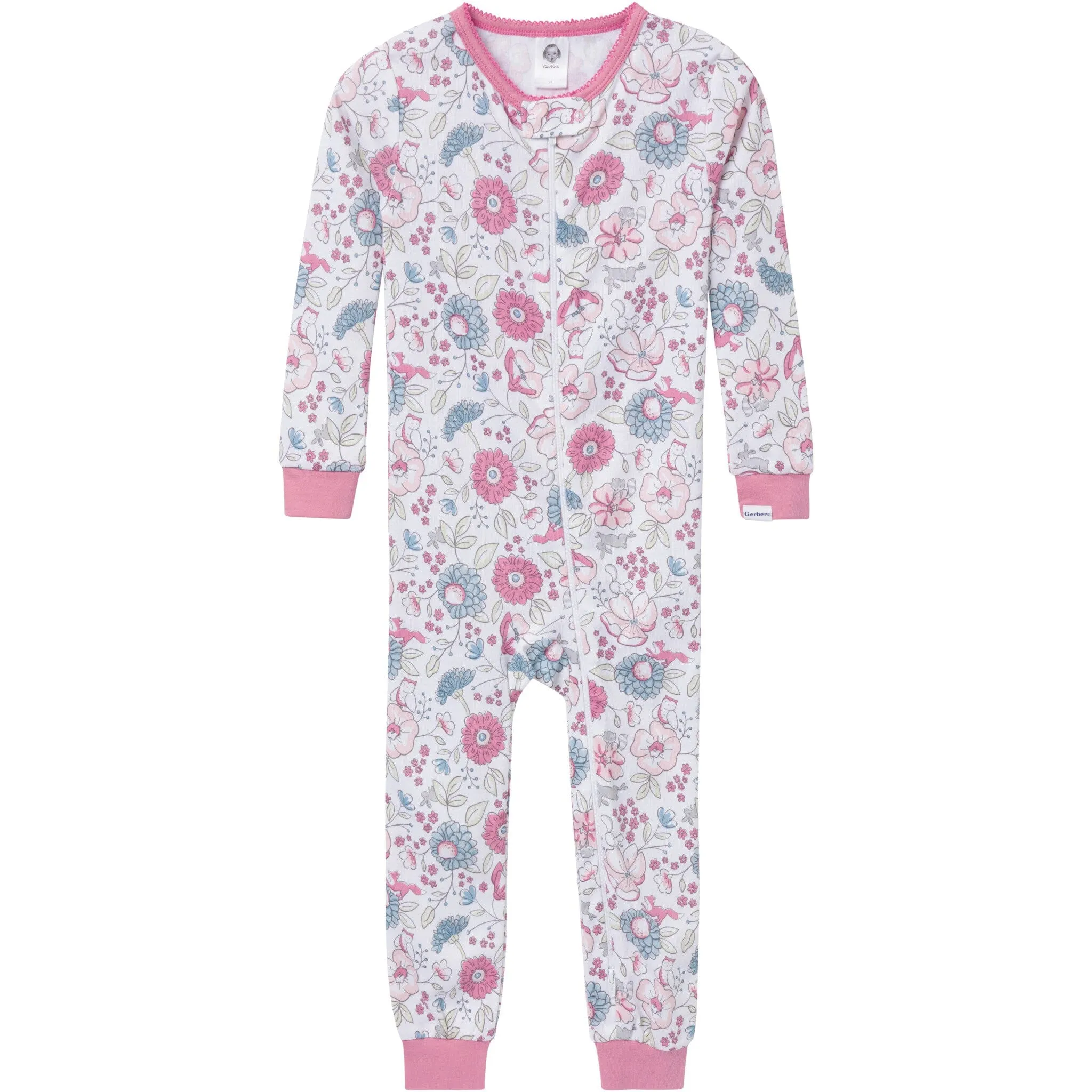 3-Pack Baby & Toddler Girls Woodland Floral Snug Fit Footless Pajamas Gerber Childrenswea