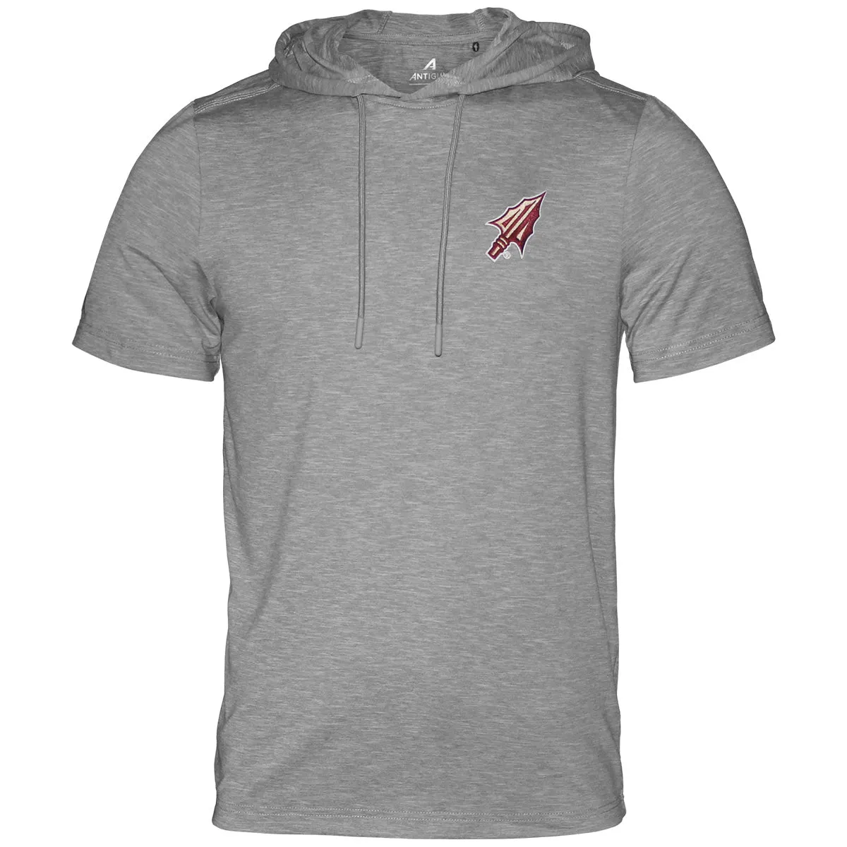 Antigua Men's Arrowhead Logo Short Sleeve Brushed Heather Hooded Top - Skyscraper Heather