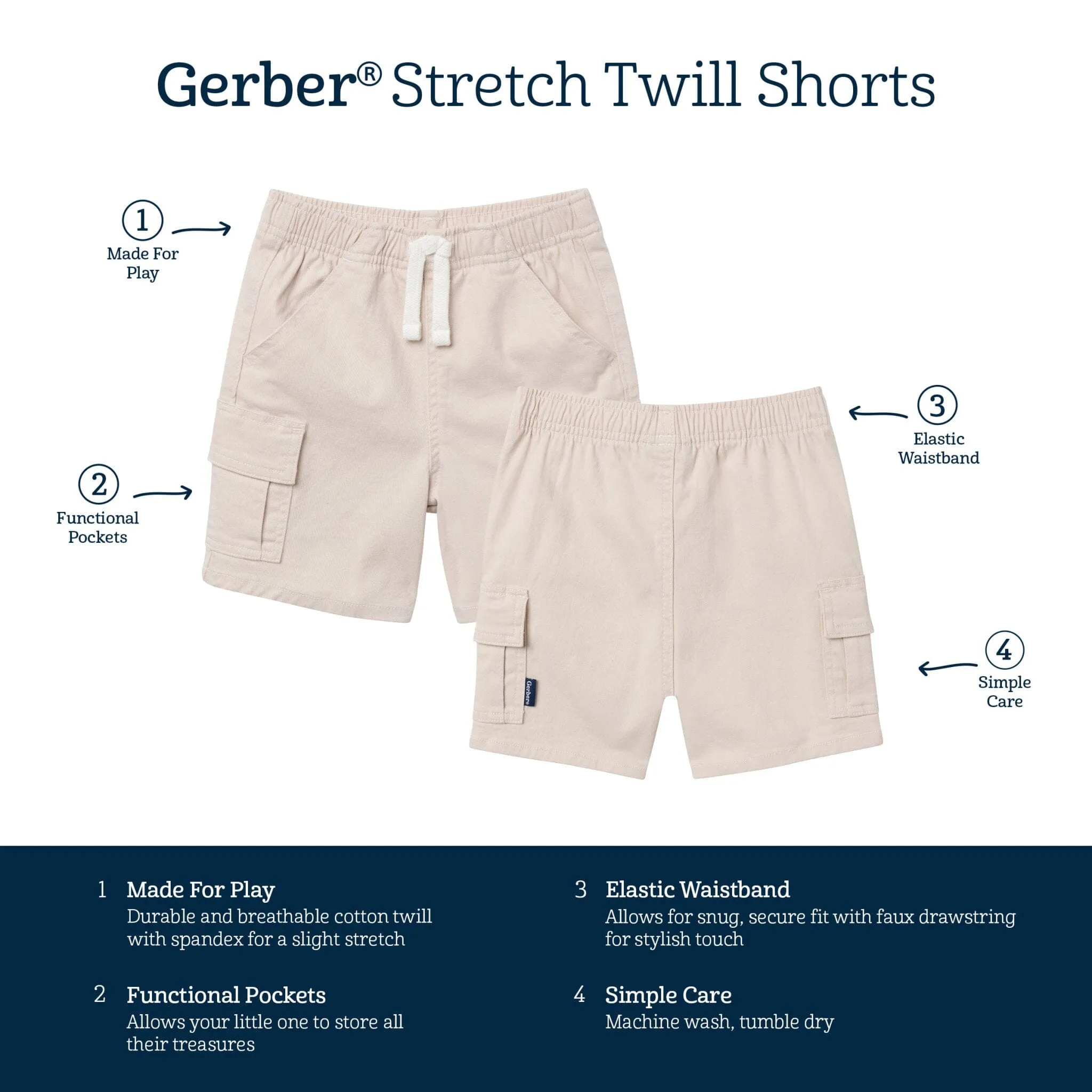 Baby & Toddler Boys Tan Twill Shorts Gerber Childrenswea