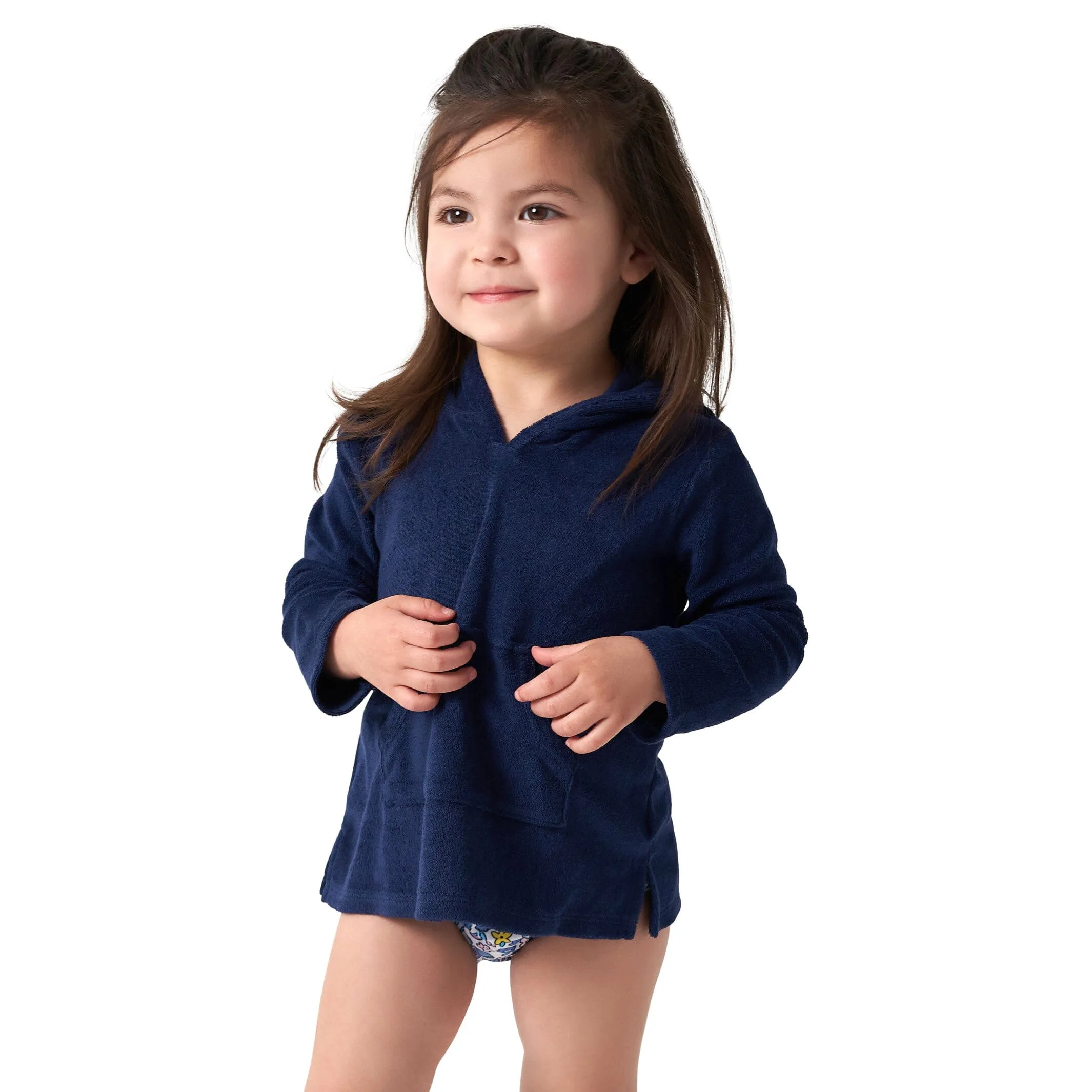 Baby & Toddler Girls Navy Hooded Kangaroo Pocket Terry Coverup Gerber Childrenswea