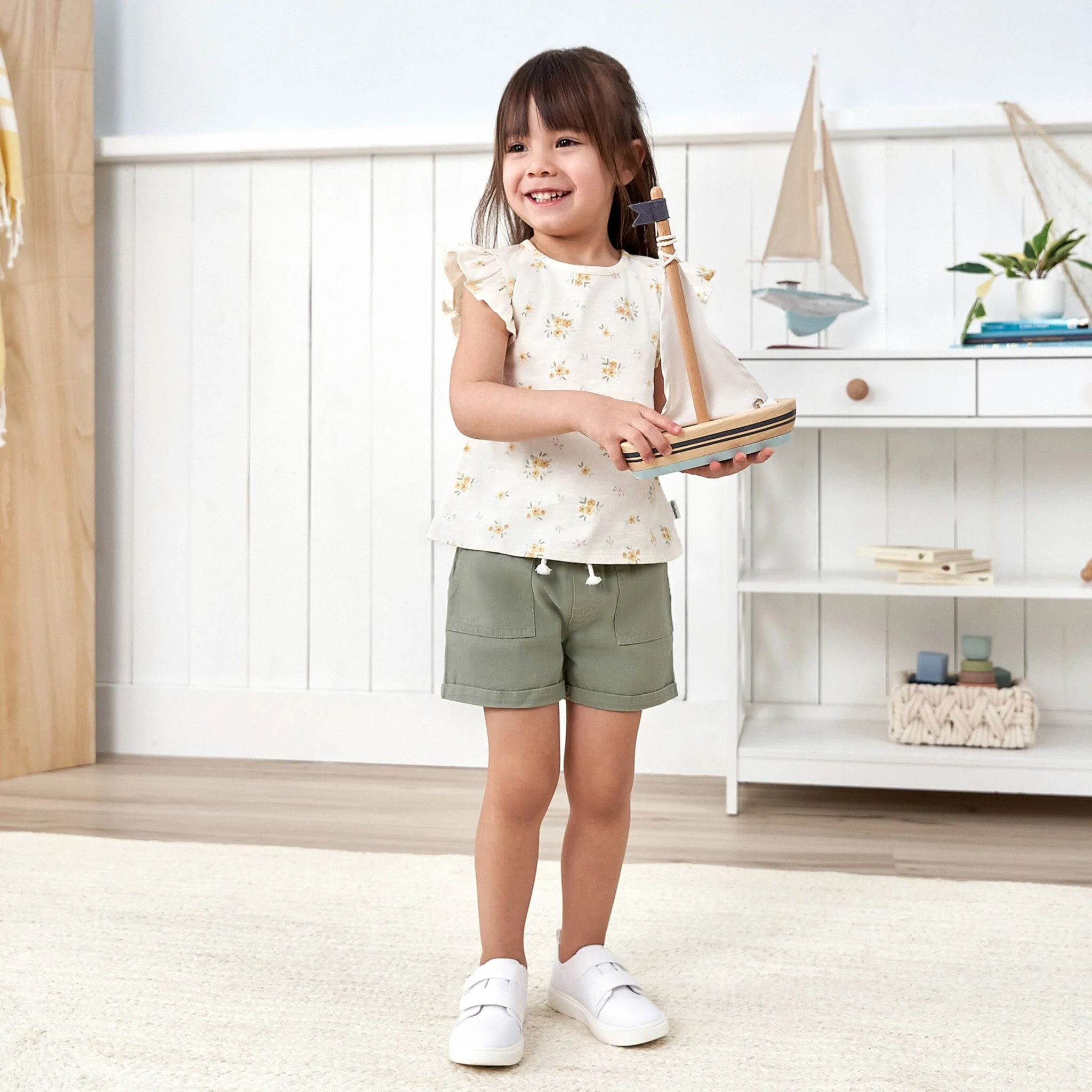 Baby & Toddler Girls Olive Stretch Twill Shorts Gerber Childrenswea