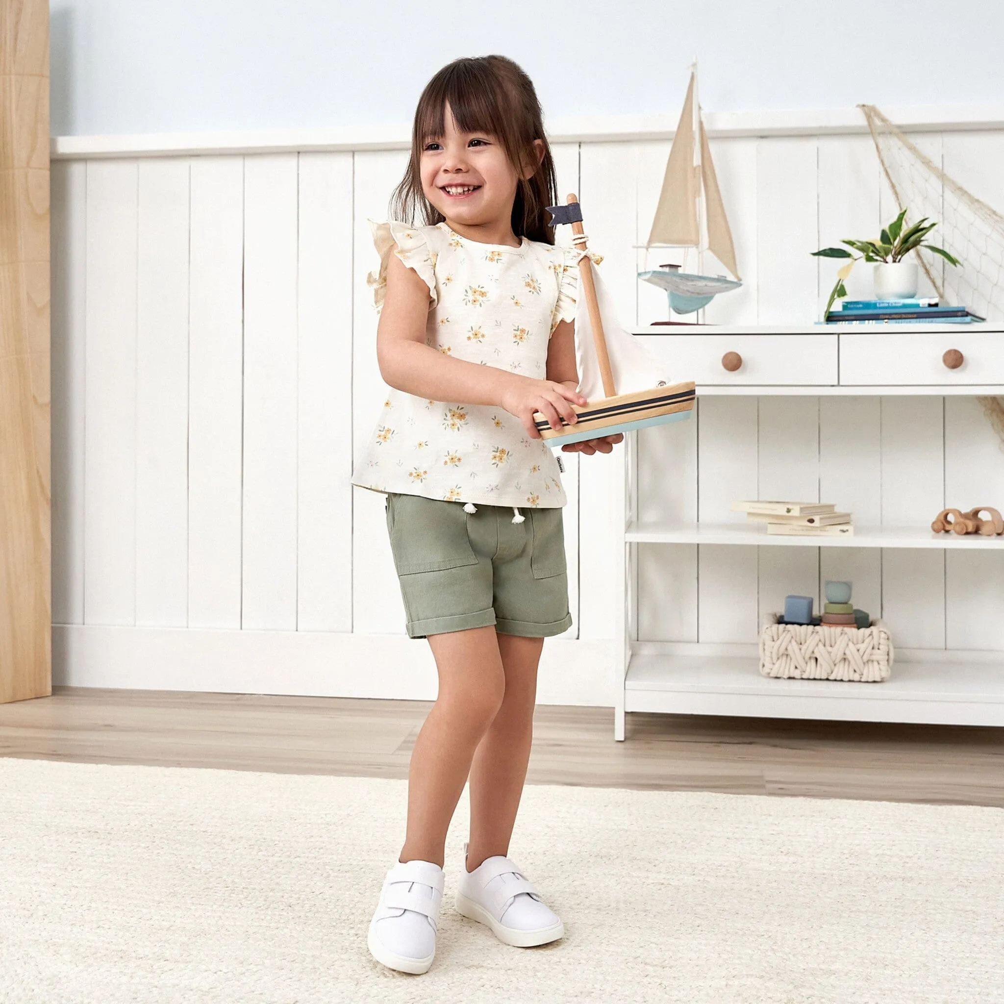 Baby & Toddler Girls Olive Stretch Twill Shorts Gerber Childrenswea