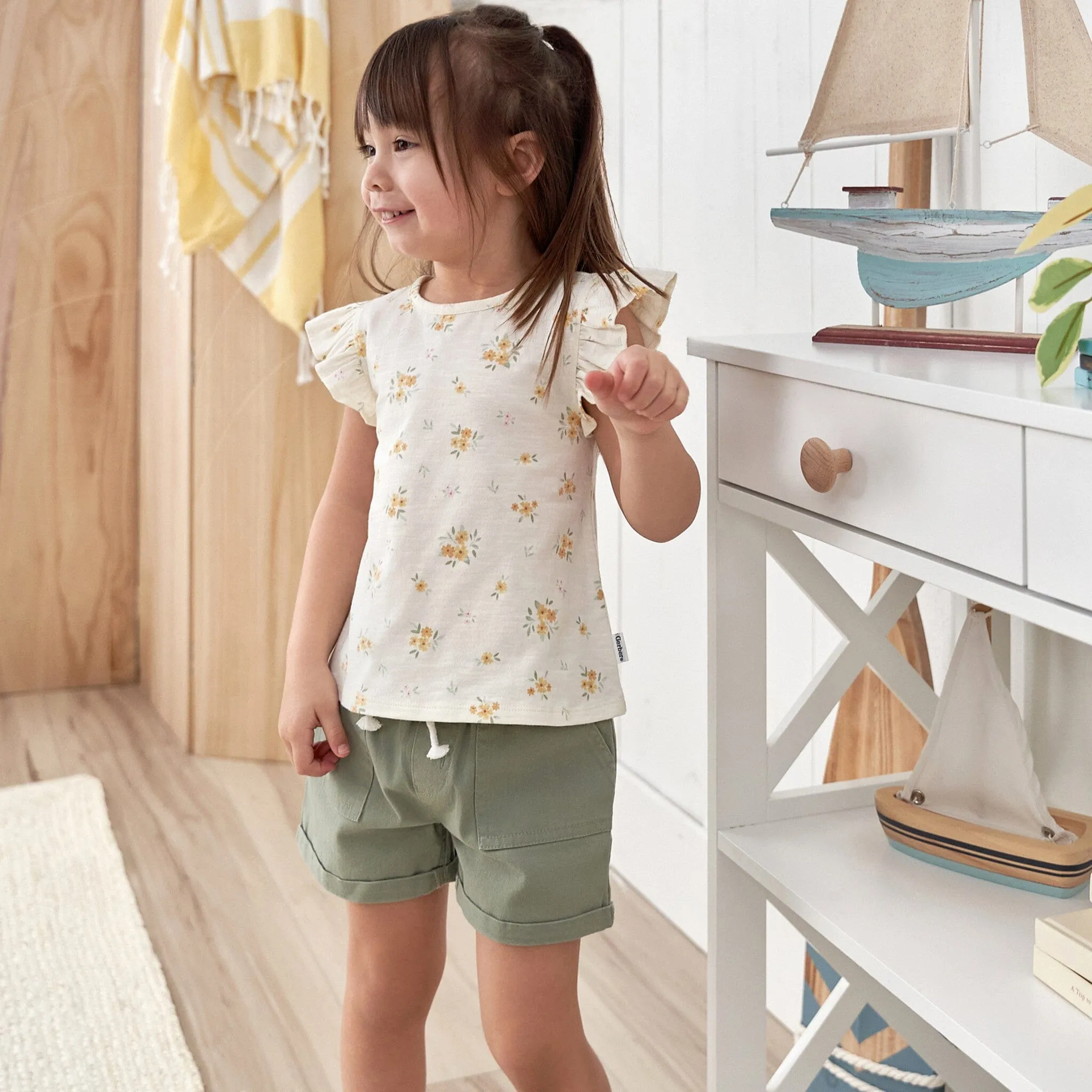 Baby & Toddler Girls Olive Stretch Twill Shorts Gerber Childrenswea