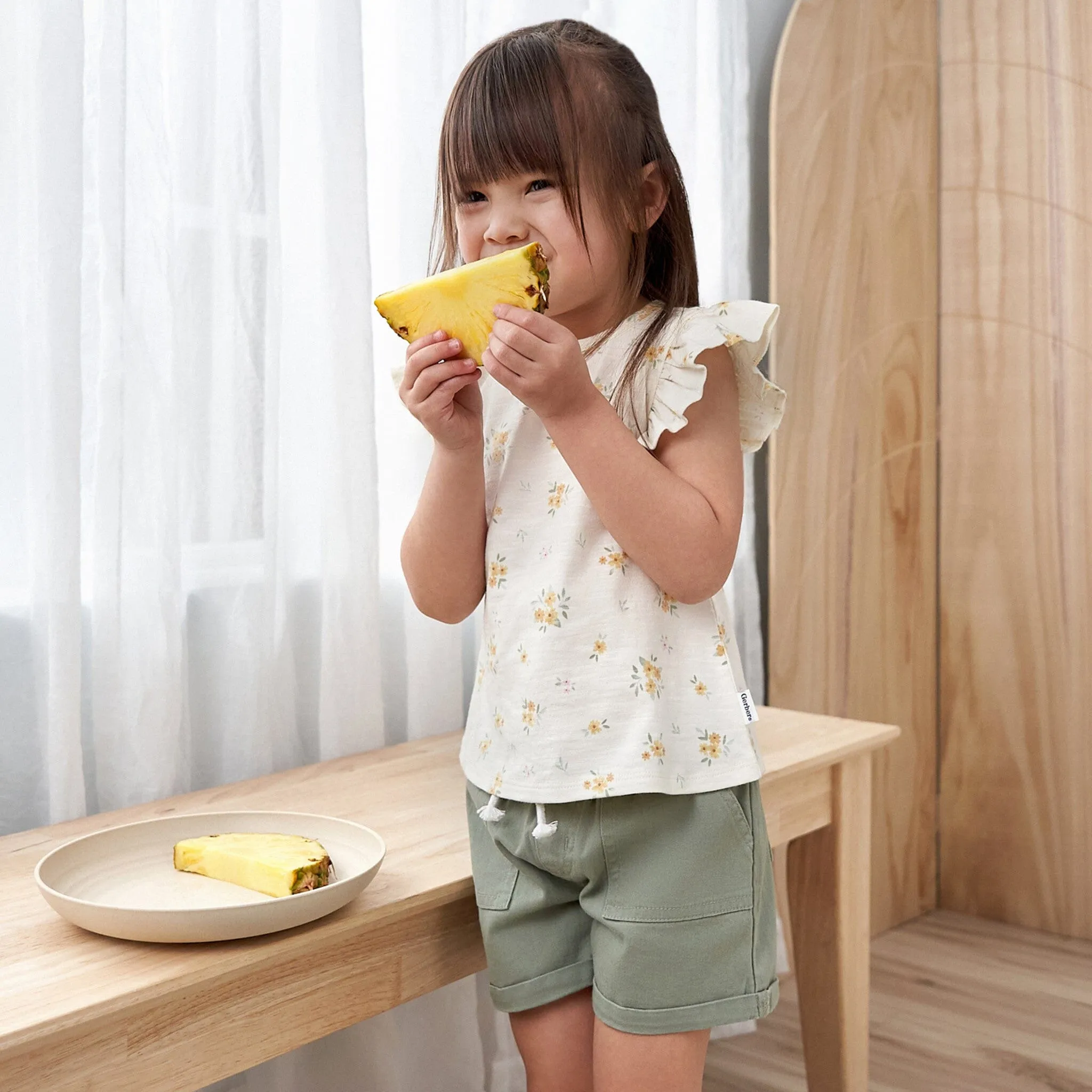 Baby & Toddler Girls Olive Stretch Twill Shorts Gerber Childrenswea