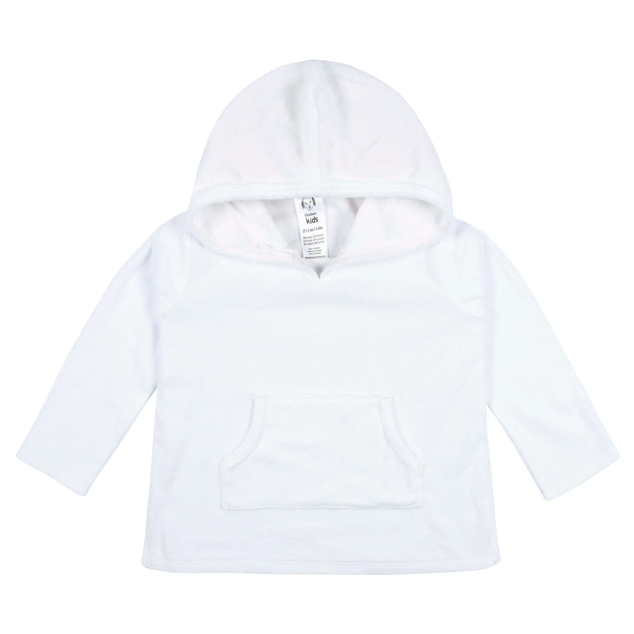 Baby & Toddler Girls White Hooded Kangaroo Pocket Terry Coverup Gerber Childrenswea