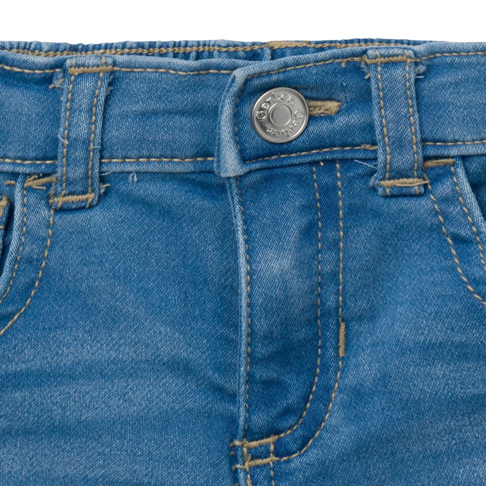 Baby & Toddler Neutral Light Wash Cuffed Denim Shorts Gerber Childrenswea