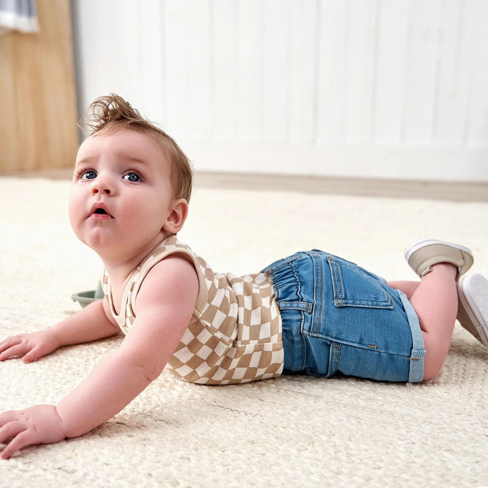 Baby & Toddler Neutral Light Wash Cuffed Denim Shorts Gerber Childrenswea