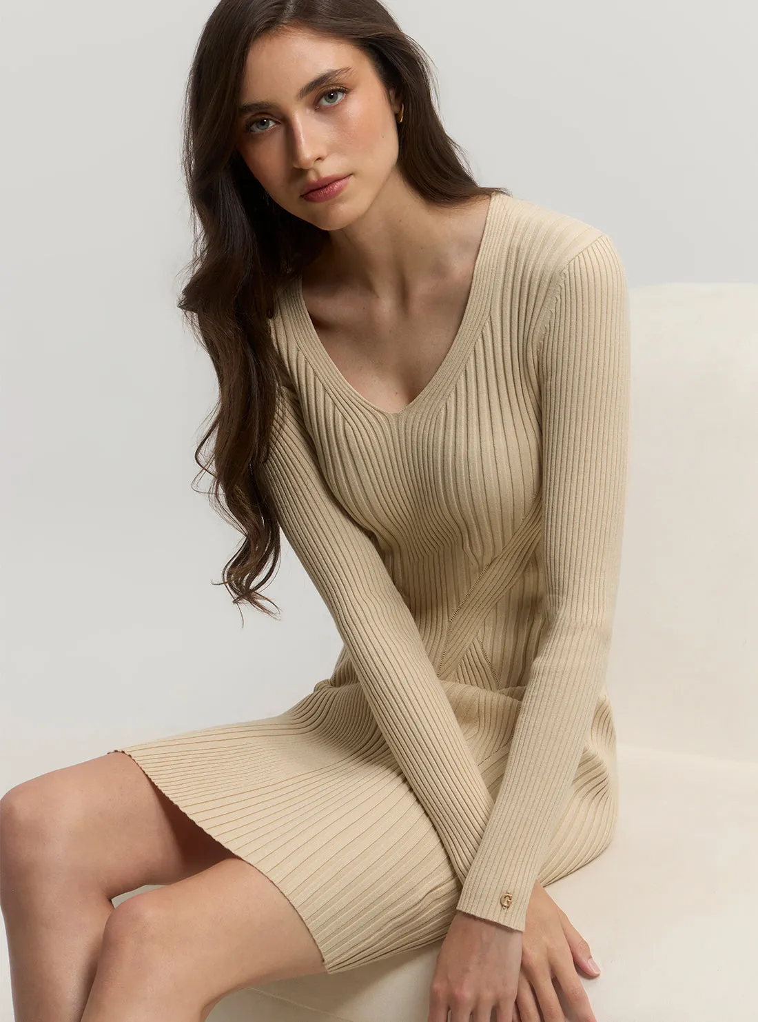 Beige Isabella Knit Midi Dress Guess