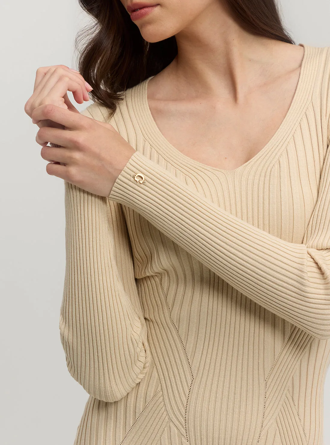 Beige Isabella Knit Midi Dress Guess