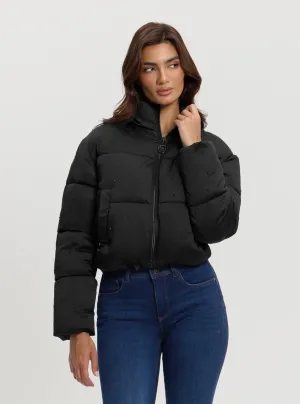 Black Antonia Strass Puffer Jacket Guess