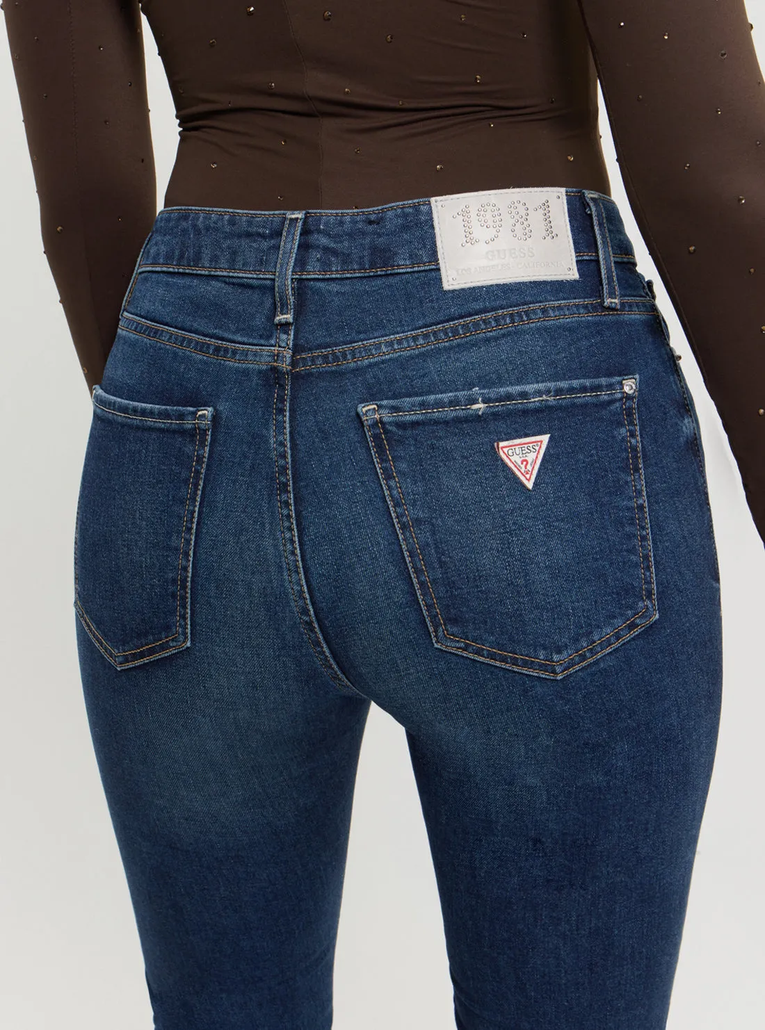 Blue Sexy Flare High Rise in Dark Wash Guess