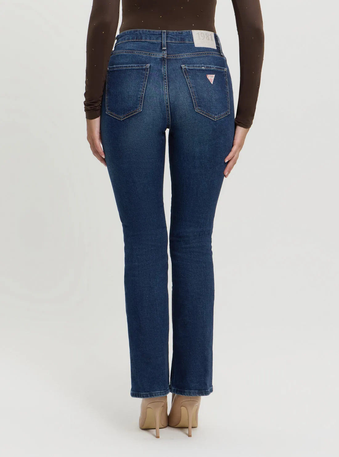 Blue Sexy Flare High Rise in Dark Wash Guess