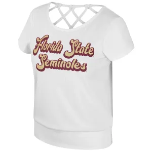 Colosseum Women's Florida State Seminoles Short Sleeve Ribbed Fashion Top - White