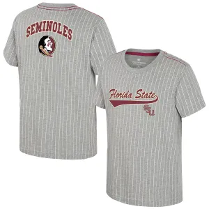 Colosseum Youth Florida State/Stacked FSU Short Sleeve Striped Baseball T-shirt - Heathered Grey