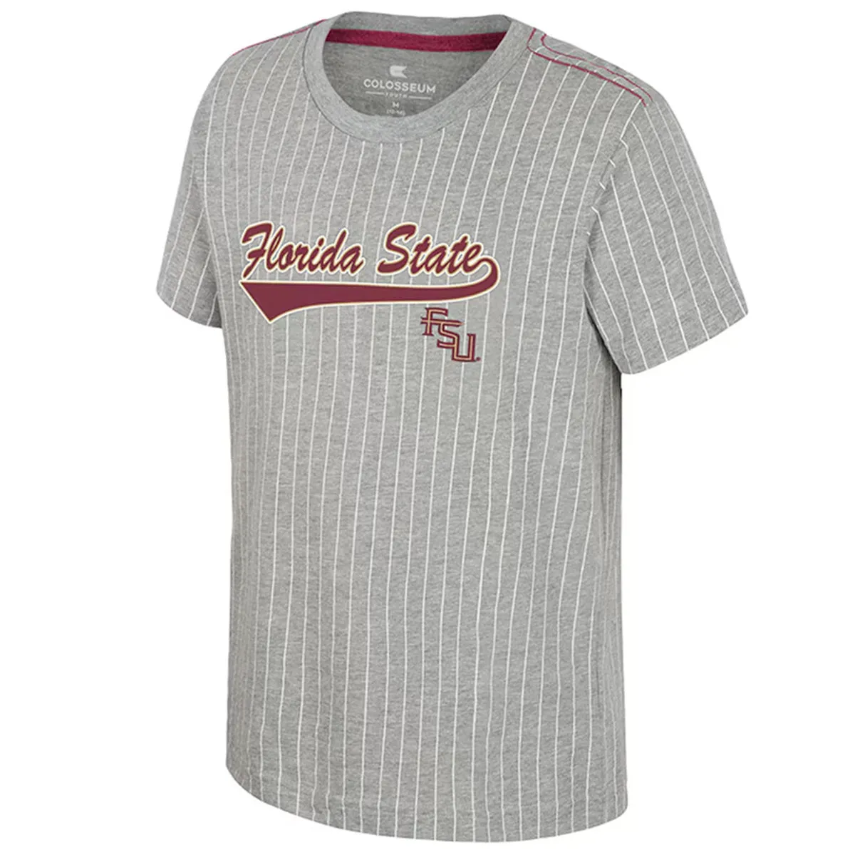 Colosseum Youth Florida State/Stacked FSU Short Sleeve Striped Baseball T-shirt - Heathered Grey