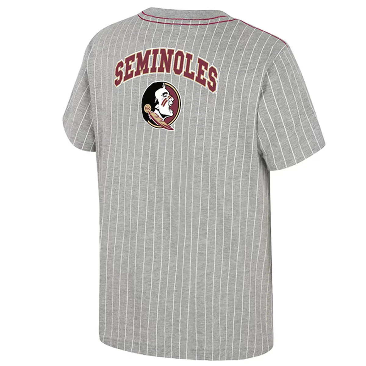 Colosseum Youth Florida State/Stacked FSU Short Sleeve Striped Baseball T-shirt - Heathered Grey