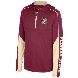 Colosseum Youth Seminole Logo/Florida State Lightweight Hooded 1/4 Zip - Garnet/Gold