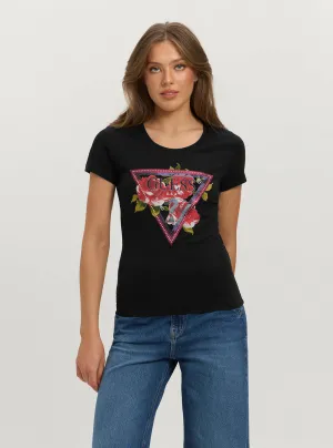 Eco Black Roses Logo T-Shirt Guess