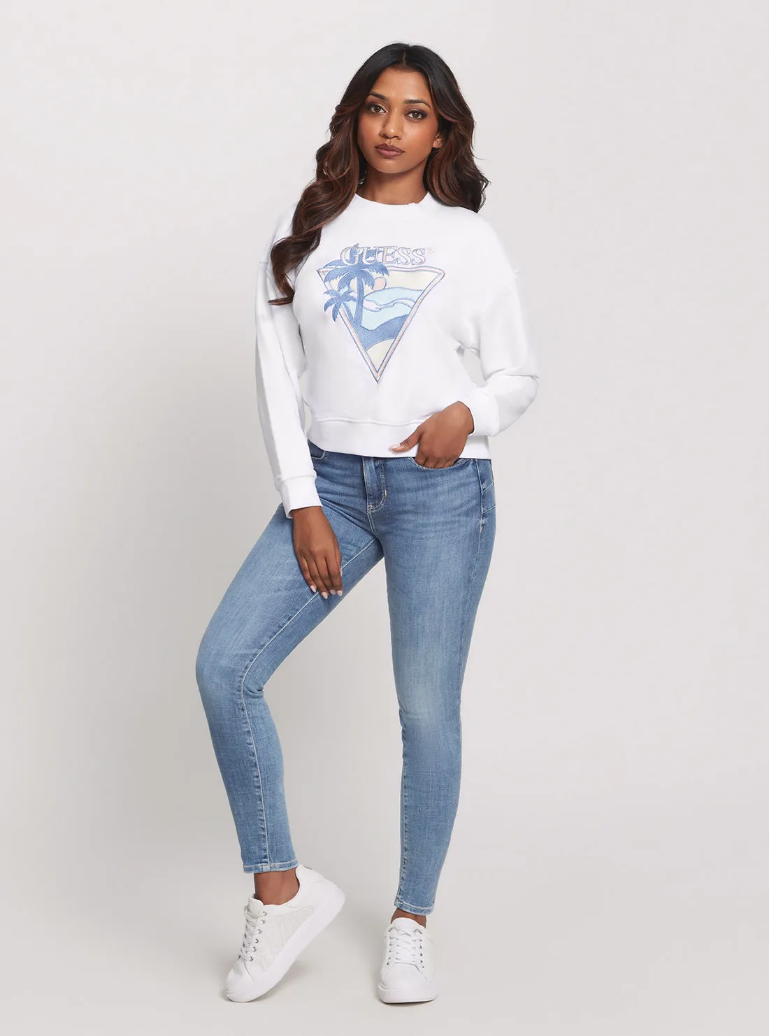 Eco White Beach Triangle Jumper Guess