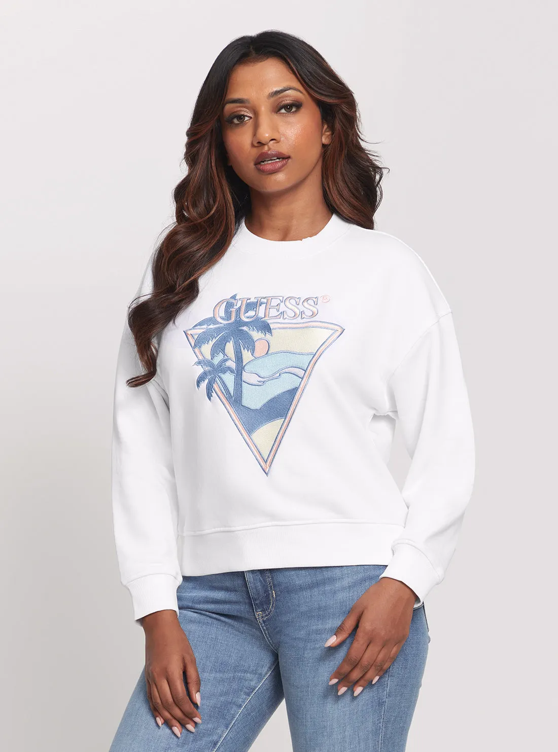 Eco White Beach Triangle Jumper Guess