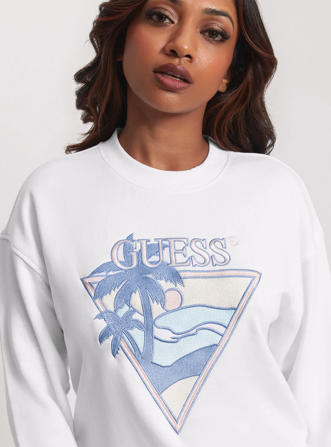 Eco White Beach Triangle Jumper Guess