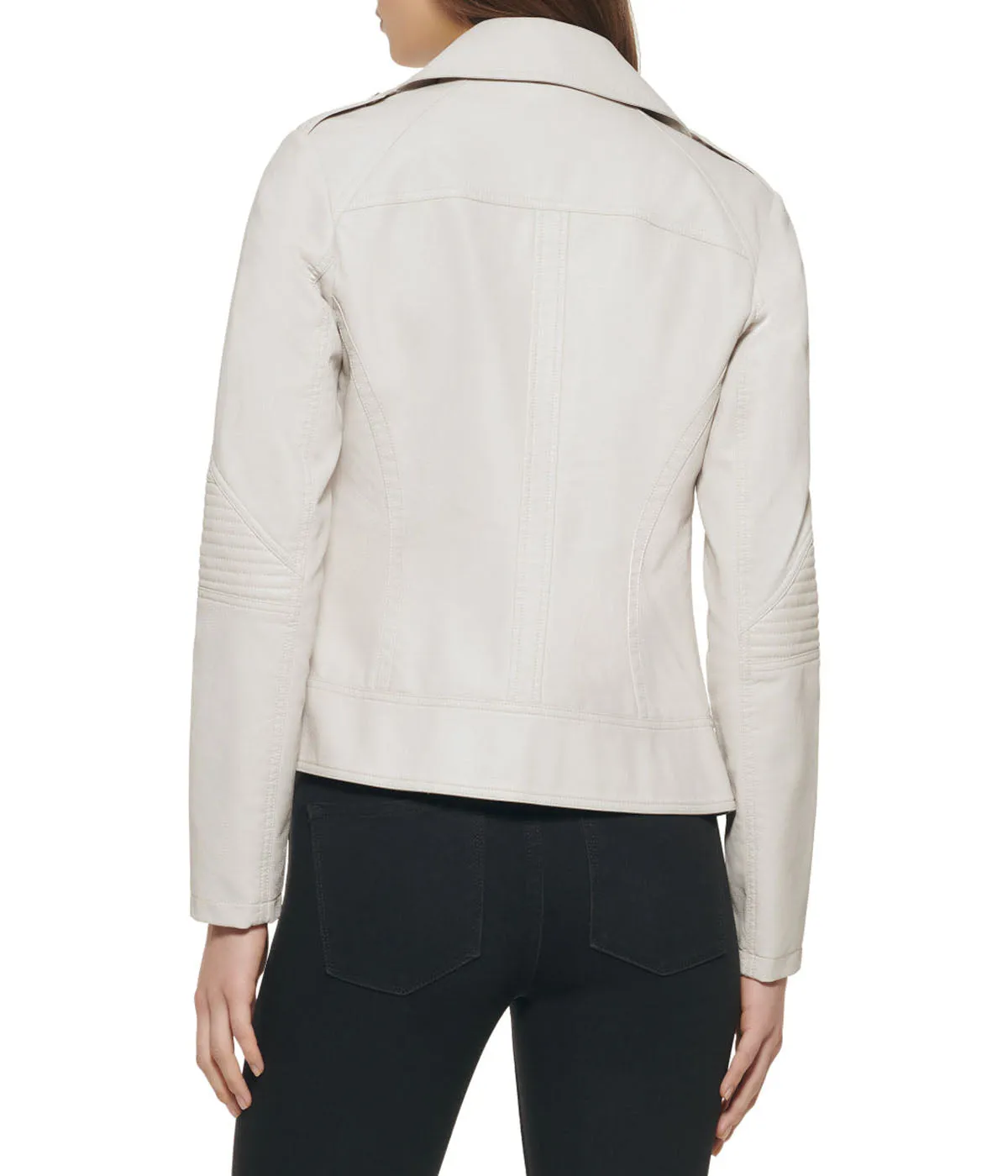 Faux Leather Asymmetrical Moto Jacket Stone