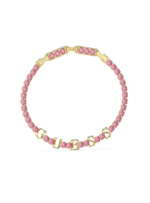 Gold Arm Party Pink Logo Tennis Bracelet Guess