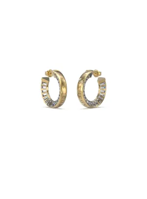 Gold Crystal Baguette Hoop Earrings Guess