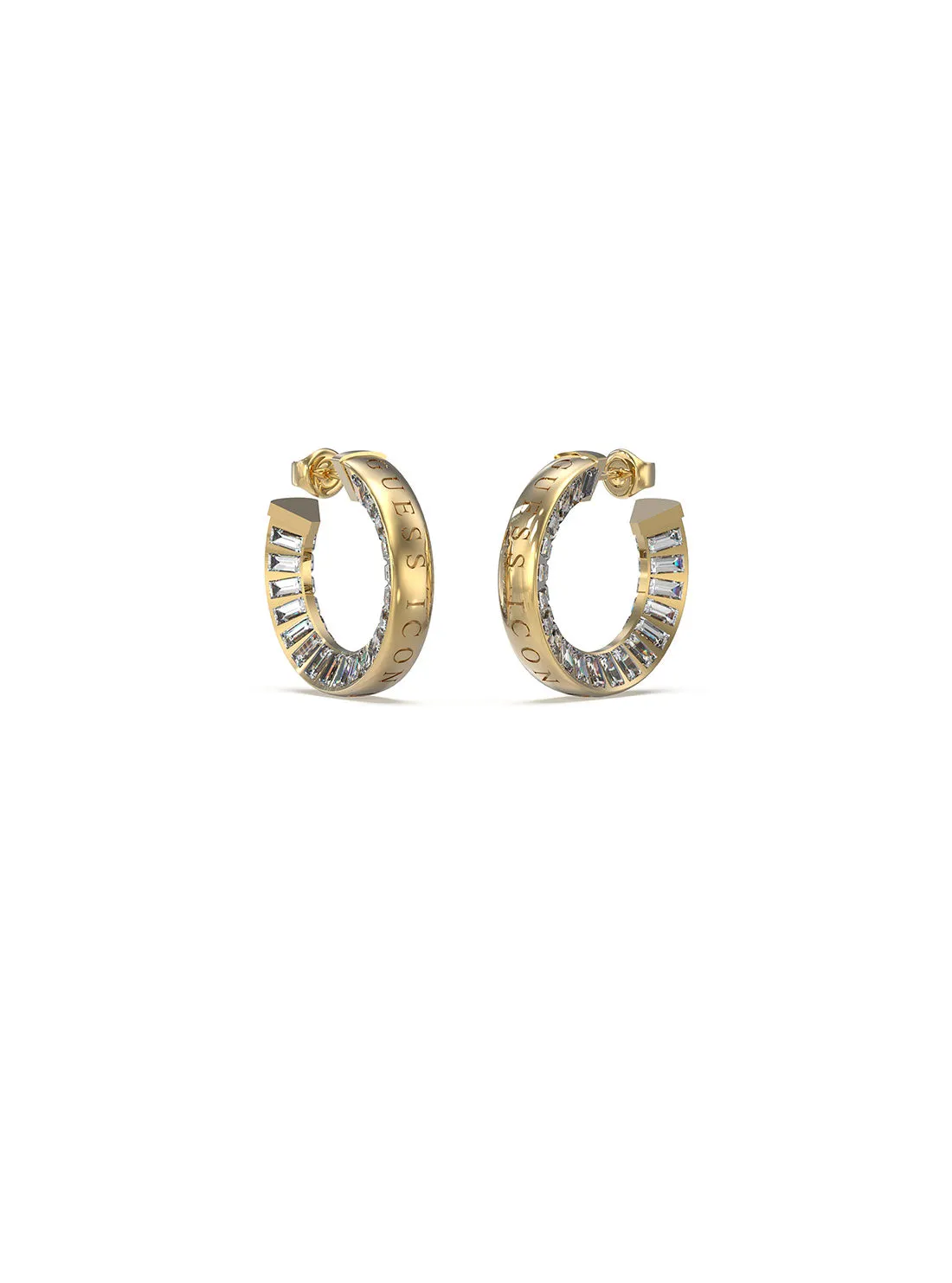 Gold Crystal Baguette Hoop Earrings Guess