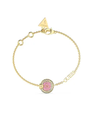 Gold Knot You Pink Crystal Bracelet Guess