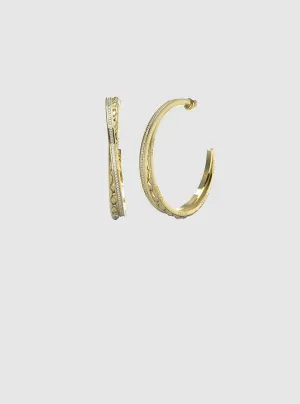 Gold Matelasse Pave Hoops Guess