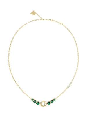 Gold Rivoli Green Logo Necklace Guess