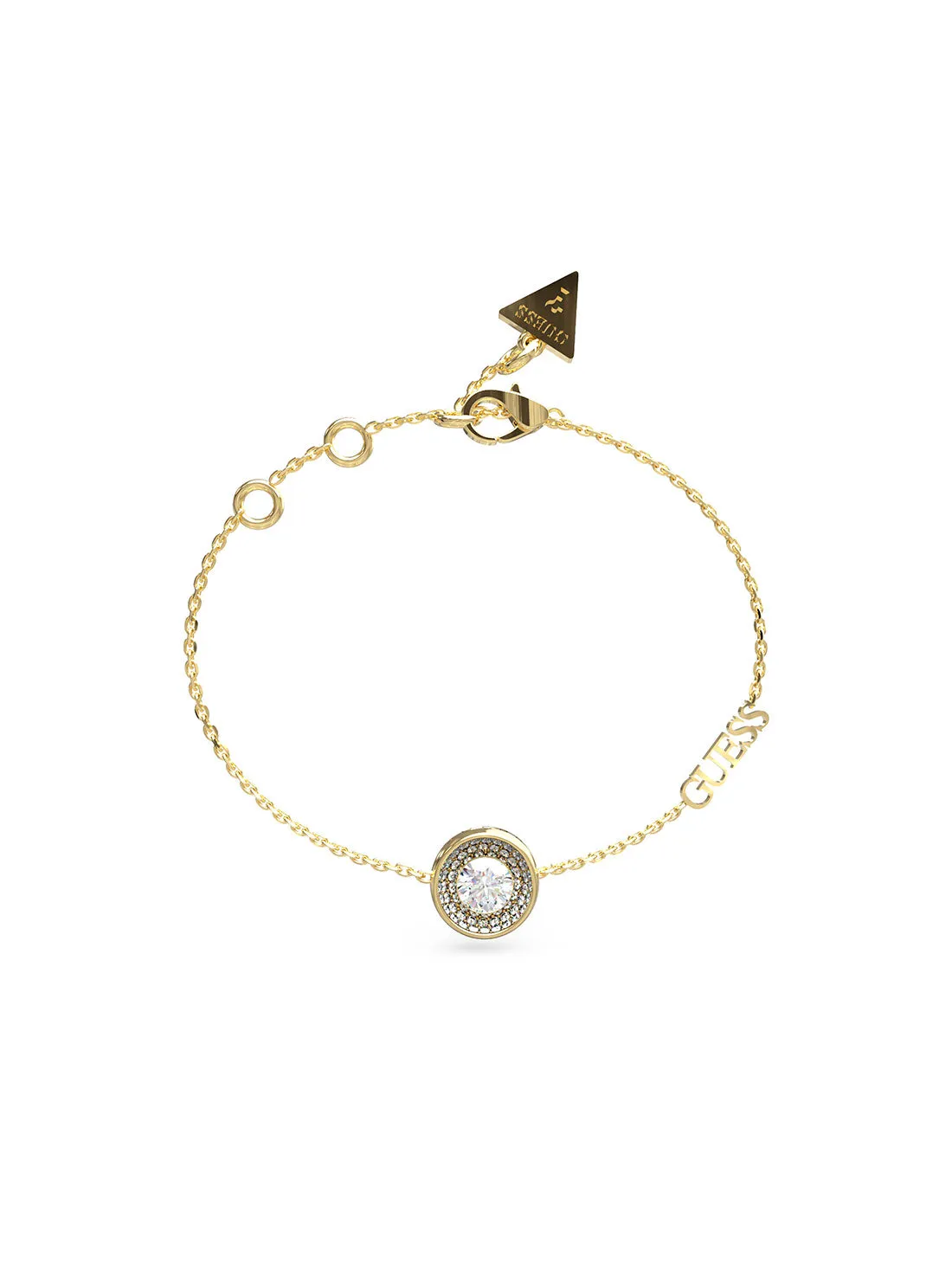 Gold Solitaire Crystal Logo Bracelet Guess