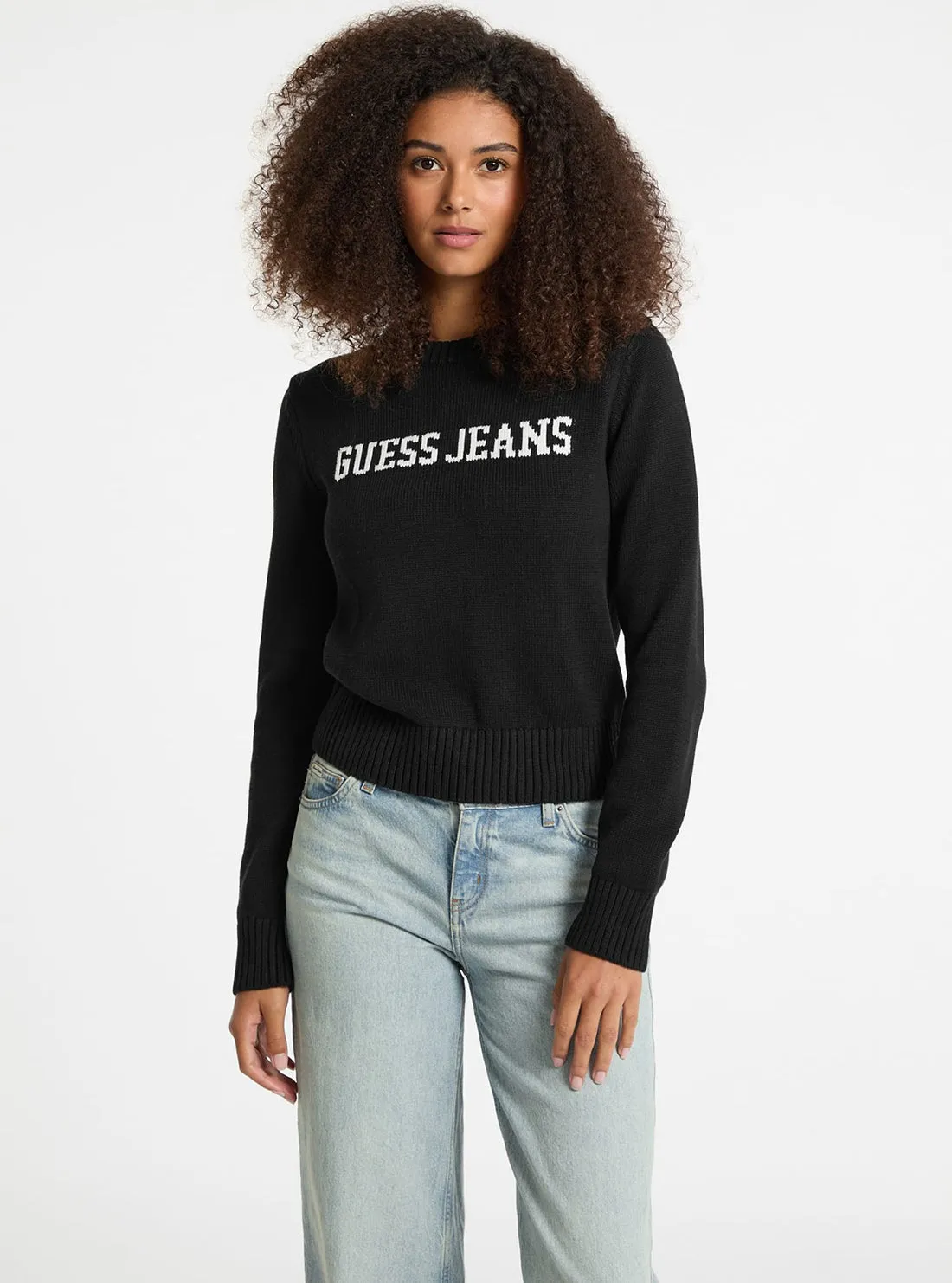 Guess Jeans Black Intarsia Jumper Guess