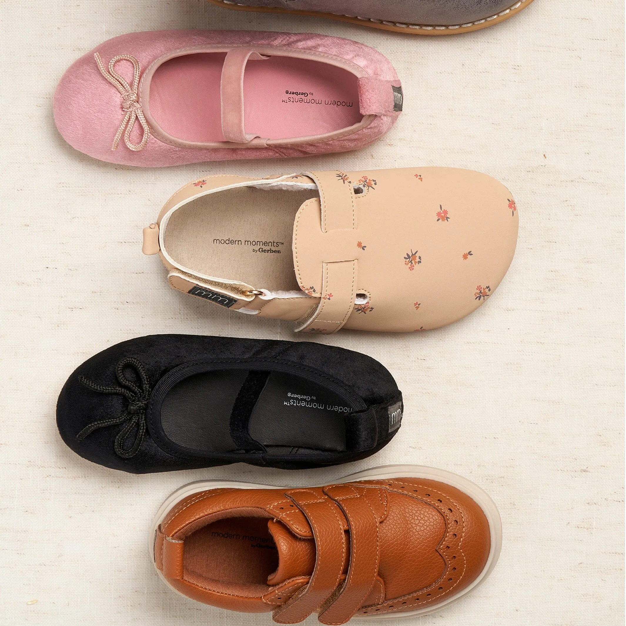 Infant & Toddler Girls Grey Velvet Ballet Flats Gerber Childrenswea