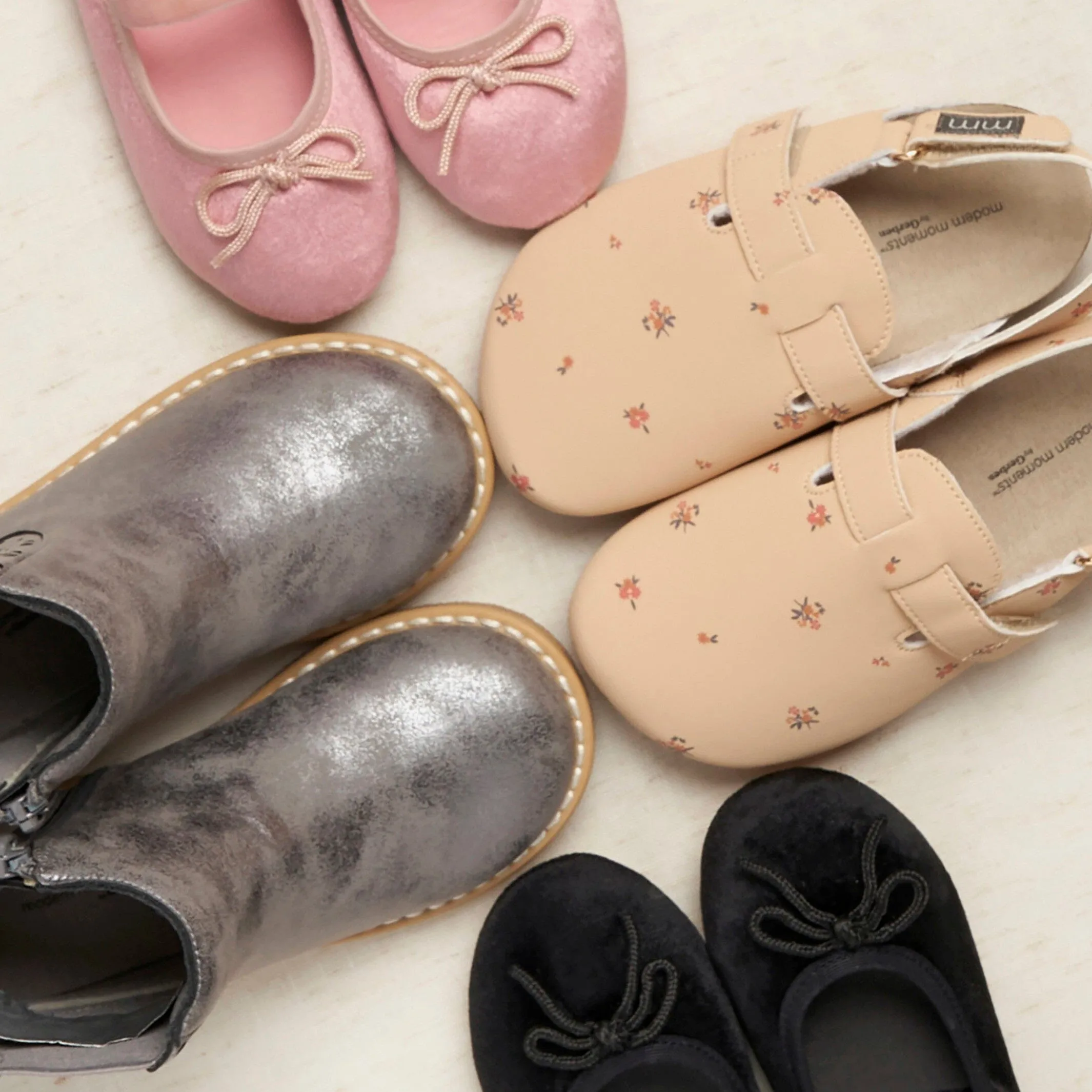 Infant & Toddler Girls Grey Velvet Ballet Flats Gerber Childrenswea