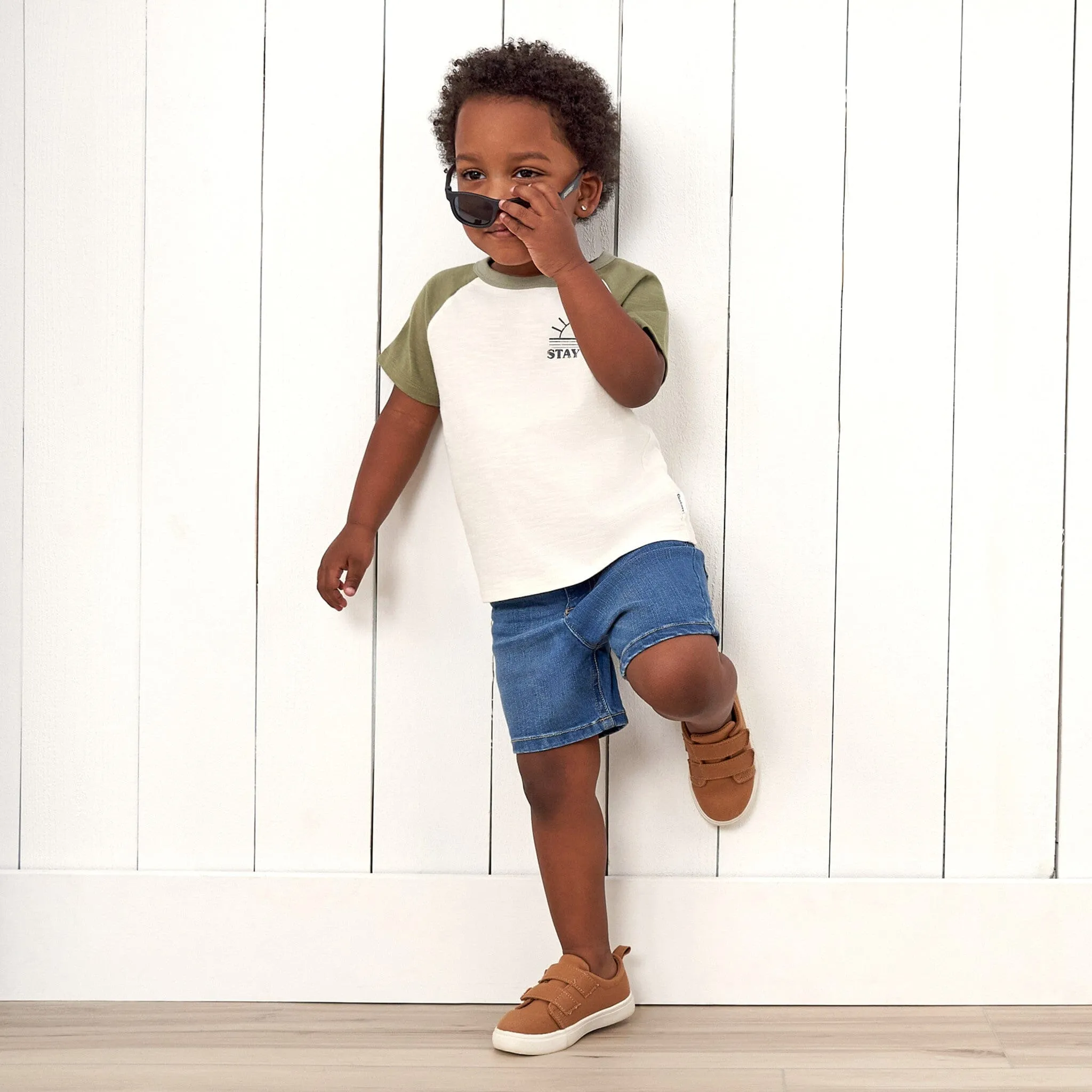 Infant & Toddler Neutral Light Wash Denim Shorts Gerber Childrenswea