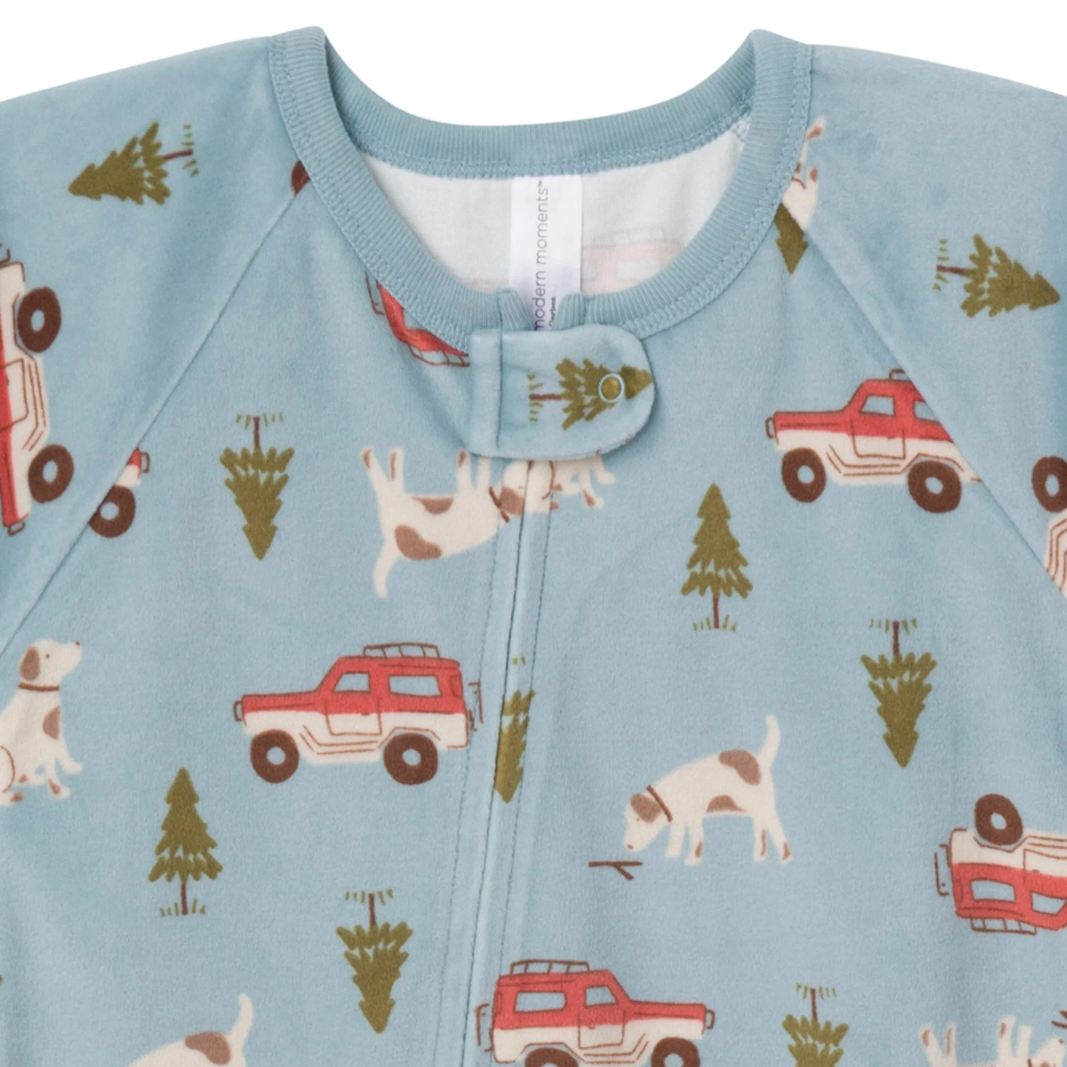 Infant and Toddler Boys Blue Camp Footed Fleece Pajamas Gerber Childrenswea